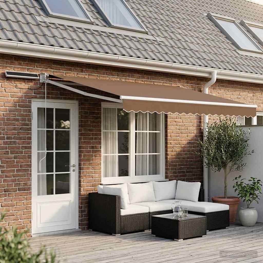 VidaXL - Toldo retráctil eléctrico (100% poliéster, aluminio), toldo eléctrico moderno, sombra exterior con mando a distancia, cobertizo de aluminio, protección solar ecológica