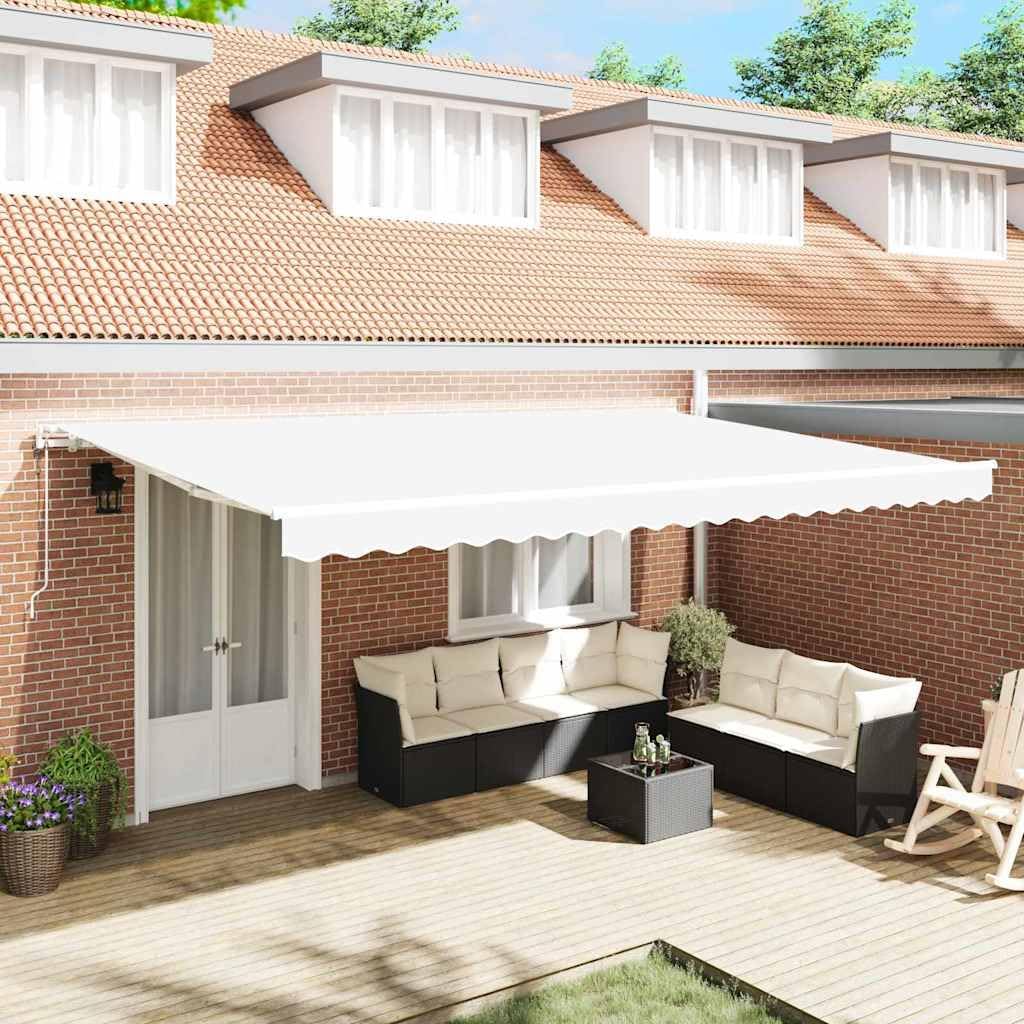 vidaXL Toldo Retráctil Eléctrico 500 x 300 cm, Cortina eléctrica Moderna, retráctil para el Patio, Marco de Aluminio, protección UV y Resistente al Clima