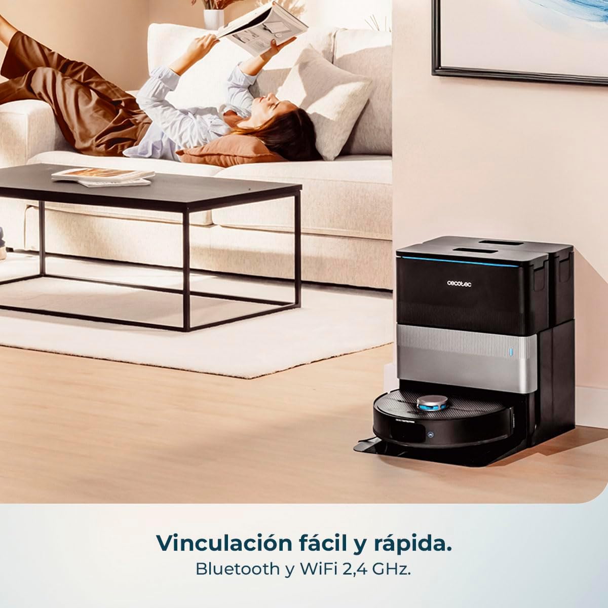 Cecotec Robot Aspirador y Friegasuelos con IA y Base Autovaciado Conga X70 | Motor de Succión 15000Pa, Base 4 en 1, Tecnología Láser, Mopas Giratorias, Cepillo Lateral, App y Bluetooth