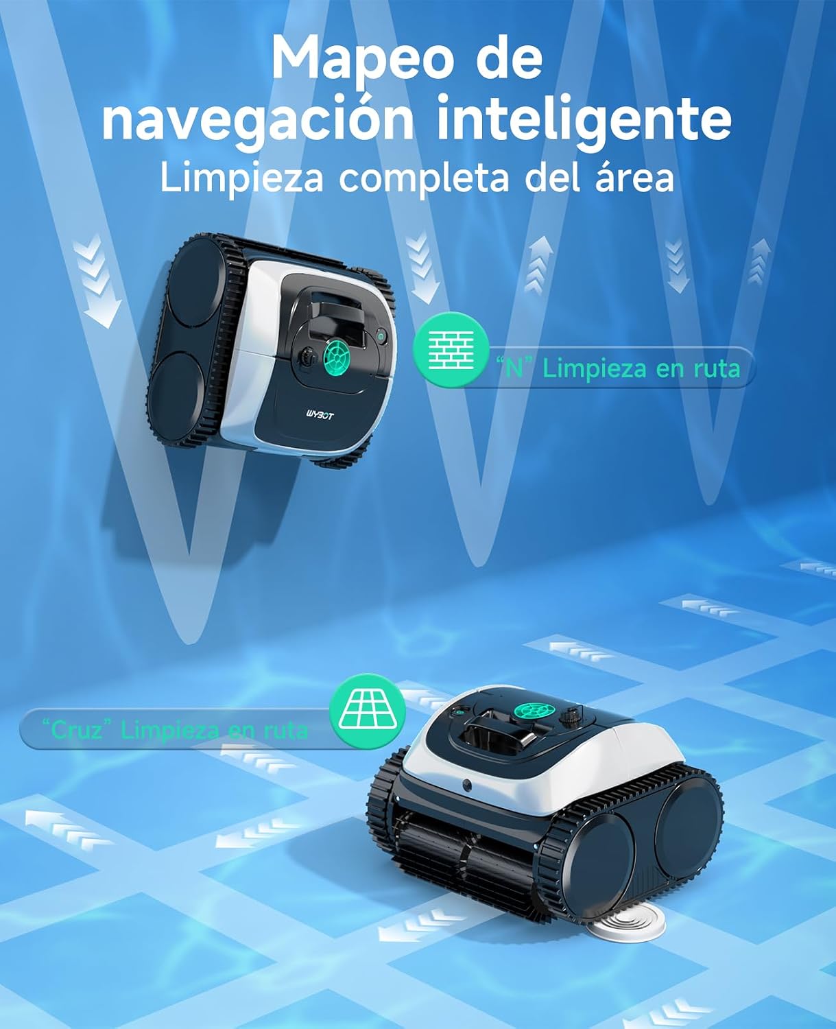 WYBOT C1 Robot Limpiafondos Piscina con Planificación Inteligente de Rutas, Limpieza Automática de Fondo, Paredes y Línea de Agua, Triple Motor Mejorado, 150 Min, hasta 150㎡(Blanco)