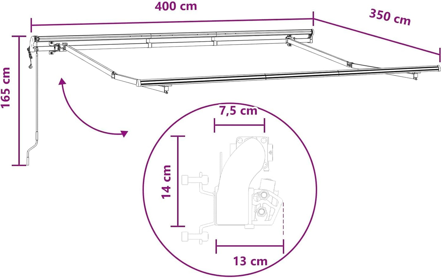 Toldo Motorizado 4x3,5 Toldo Eléctrico Retráctil y Manual con Mando a Distancia Toldos Exterior terraza para Jardín Puerta Ventana-Arena-400 x 350 cm