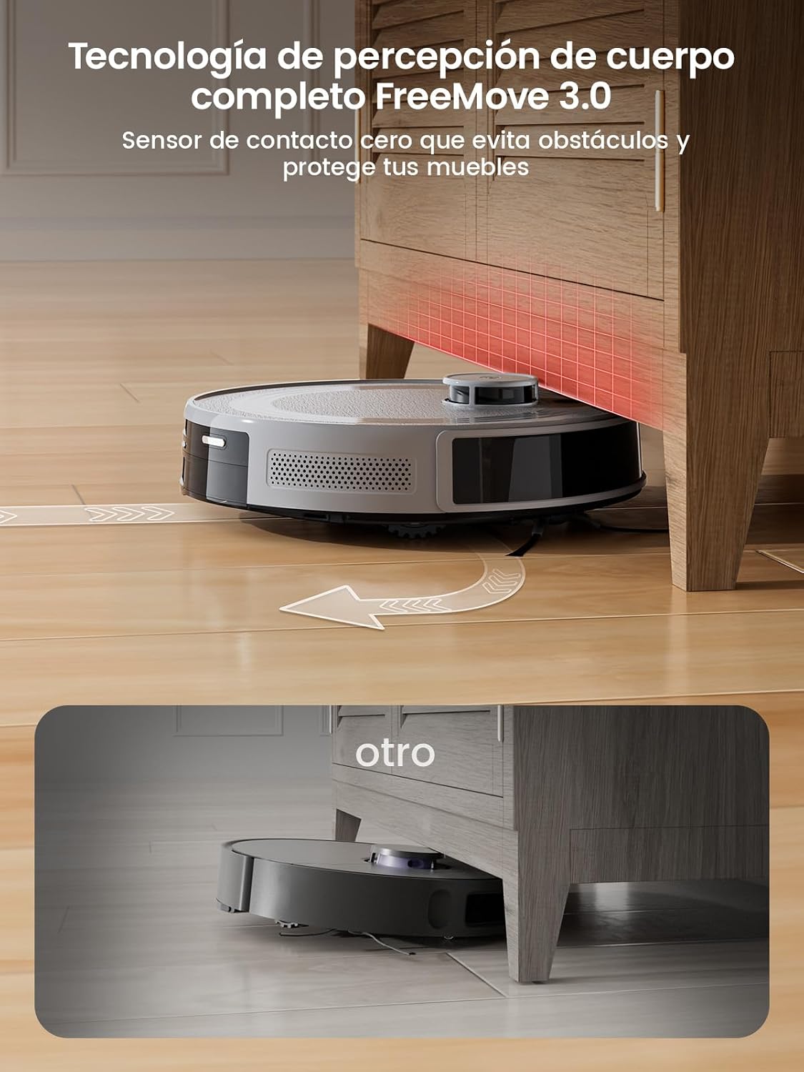 Lefant M2 Robot Aspirador y Fregasuelos con Cartografía, Aspiración de 6000Pa, Autonomía de 160 Minutos, Navegación Láser, Tecnología de Evasión PSD, Limpieza Personalizable, App/Alexa/WiFi