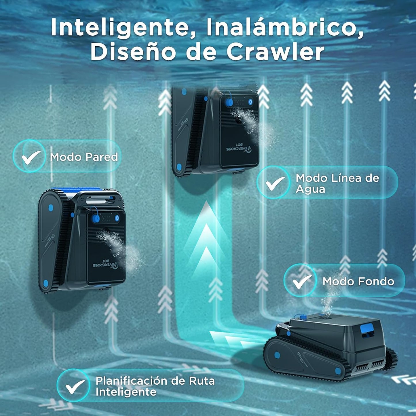 U8 Robot Piscina sin Cable con App, Limpia Fondo, Paredes y Línea de Agua, 120 Min Autonomía, 4 Motores, Navegación Inteligente, hasta 200 m²