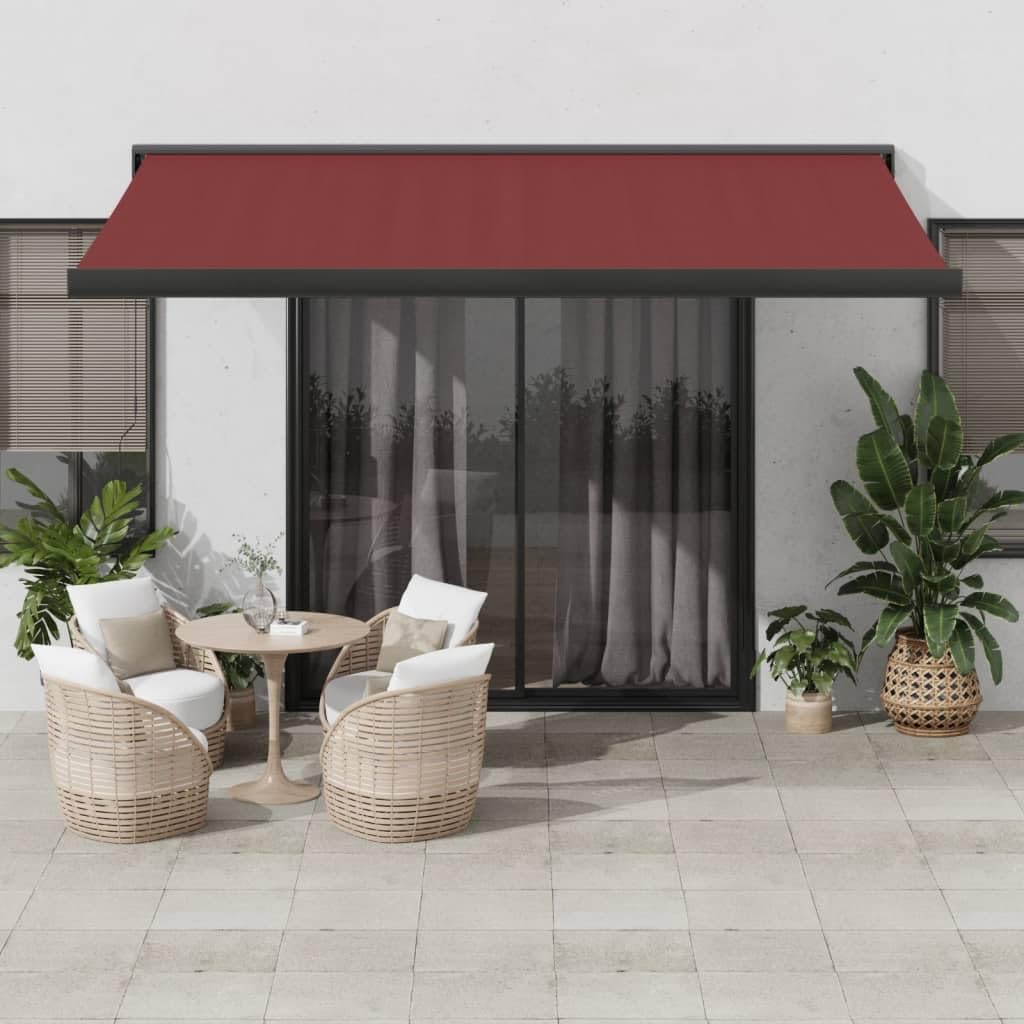 IKAYAA Toldo Motorizado 400 x 300 cm, Toldo Eléctrico y Manual Retráctil,Toldo Articulado Eléctrico con Mando a Distancia, Toldo Brazo Extensible para Terraza, Jardín Burdeos