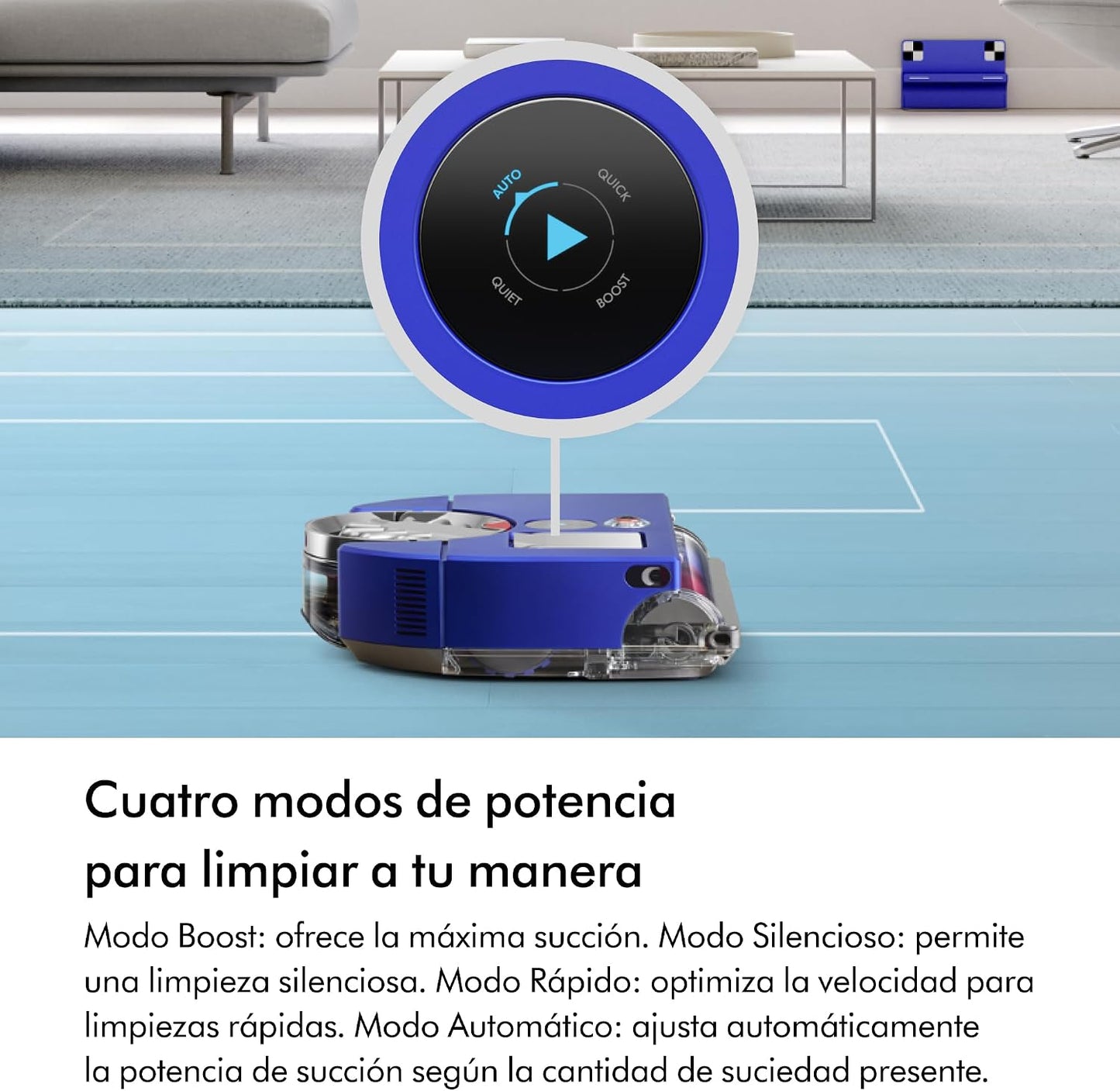 Dyson 360 Vis Nav™ Robot aspiradora – Cepillo de Ancho Completo, diseñado para Todo Tipo de Suelos (Azul/Níquel)