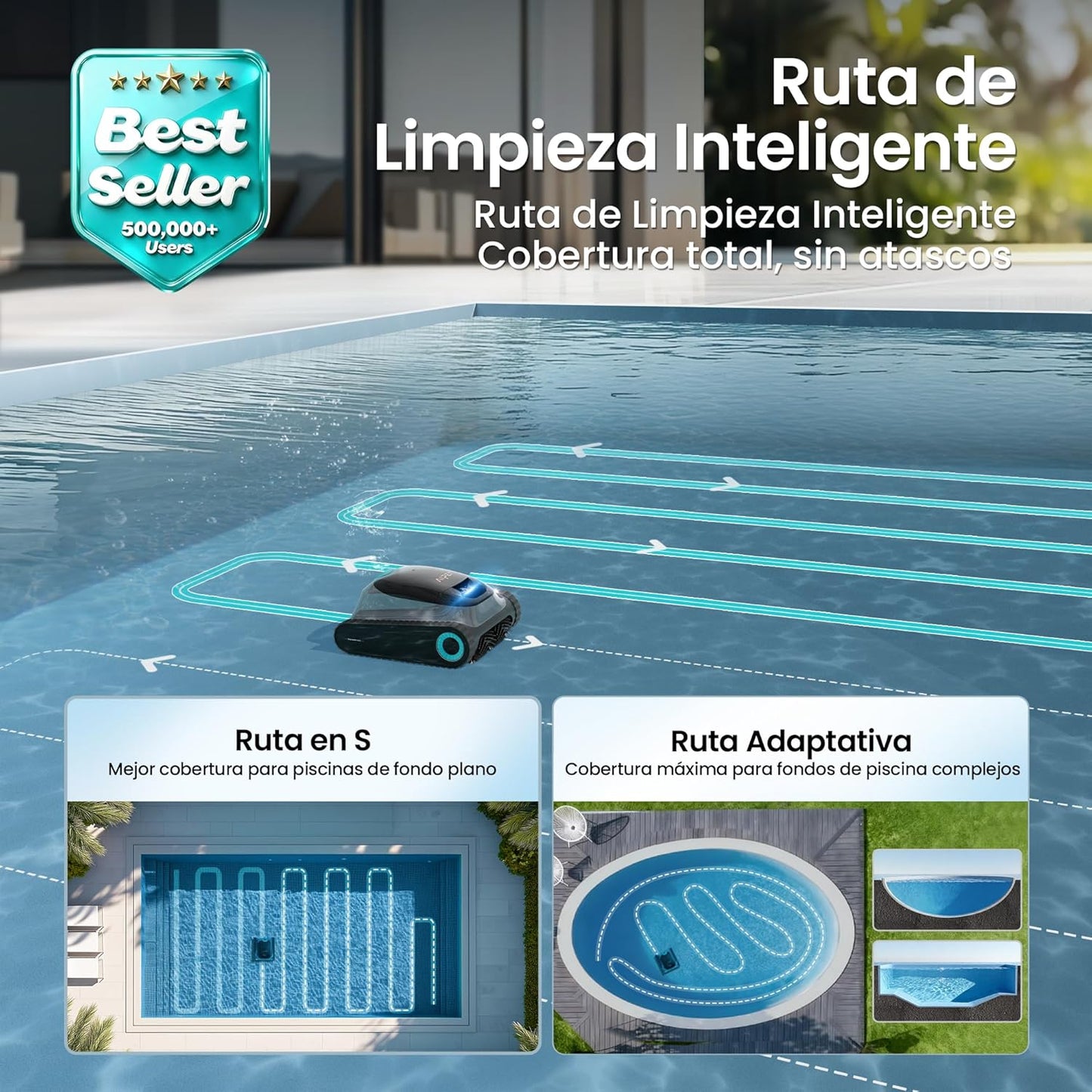 (2026 Upgrade) Aiper Scuba S1 Robot Piscina, Plan de Limpieza Semanal Personalizado, 270 Min de Autonomía,Limpieza de Fondo/Paredes/Línea de Agua,Navegación Inteligente con 11 Sensores,Control por App
