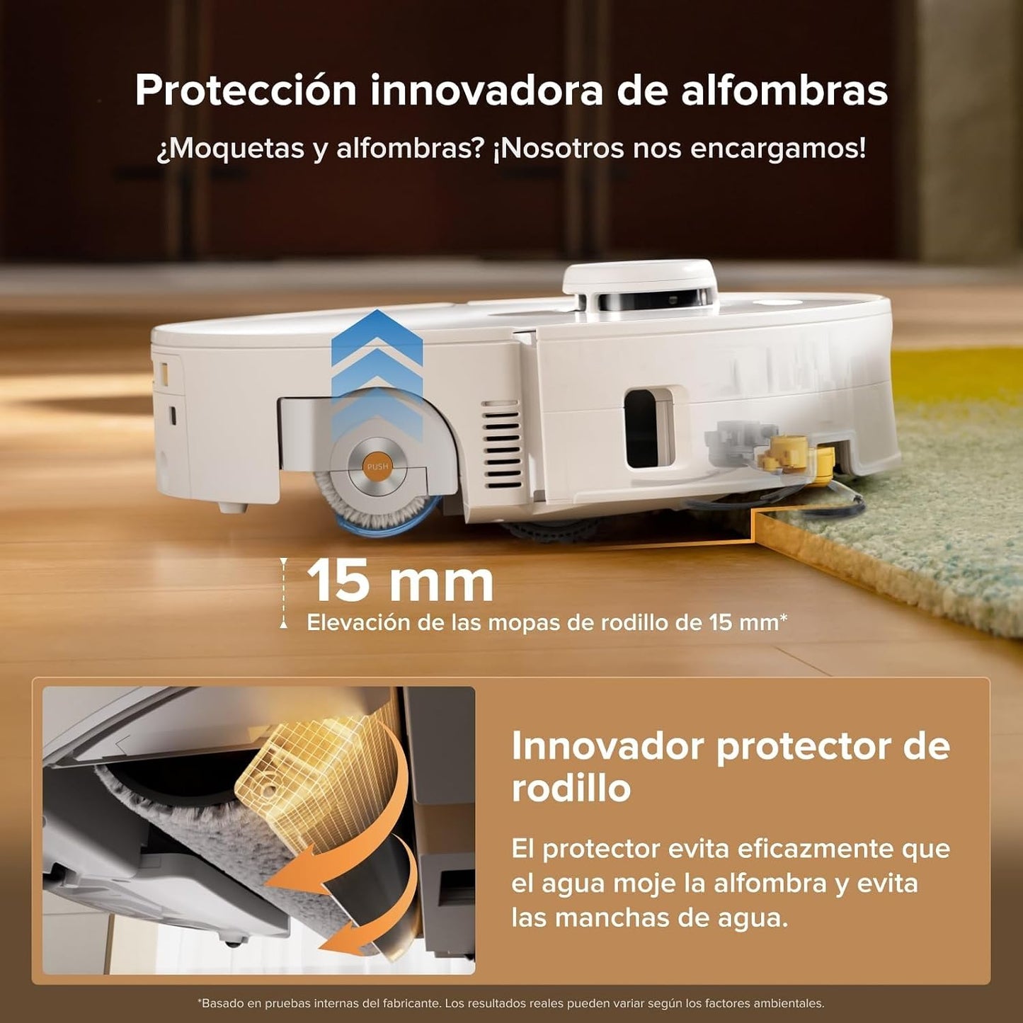 roborock Qrevo Curv 2 Flow Robot Aspirador con Rodillo Extensible de 270 mm, Refresca Mopa Siempre, Succión de 20000 Pa, Sistema Doble Antienredos, Estrategia para Alfombras Inteligente, Autovaciado