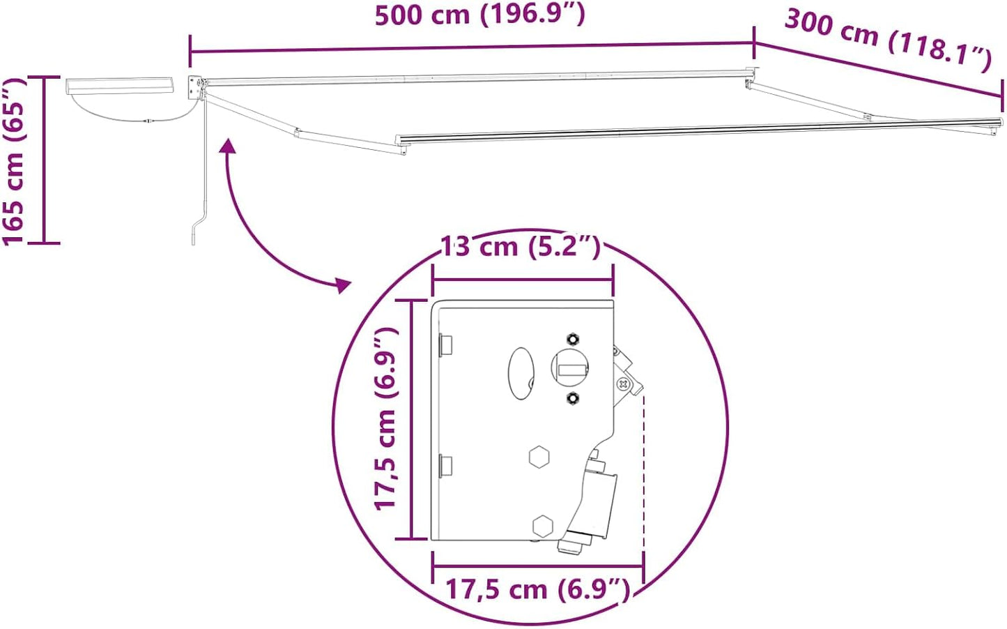 vidaXL Toldo Eléctrico Retráctil Azul y Naranja 5x3m Toldo Eléctrico Moderno Toldo de Jardín con Mando a Distancia Soluciones de Sombra Exterior Retráctil Ecológico