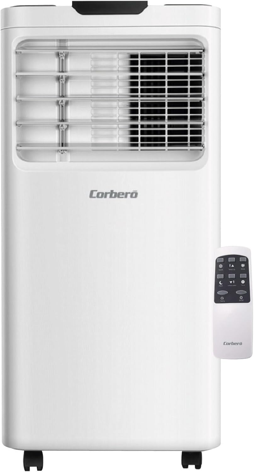 Corberó - Aire Acondicionado Portátil 3 en 1 con Mando | CPC12 | 12000BTU- 3500 Frigorías | Cobertura 22-25 m² | 16-31 ºC | Refrigeración | Ventilador | Deshumidificación |Temporizador