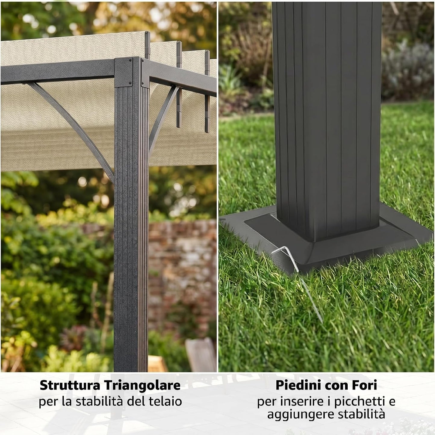 Outsunny Pérgola de Jardín 3x4 m, Cenador de Jardín con Techo de Lamas Orientables a 135°, Columna de Aluminio, Vigas de Hierro, Protección UPF30+, Pabellón para Exterior, Patio, Terraza, Blanco Crema