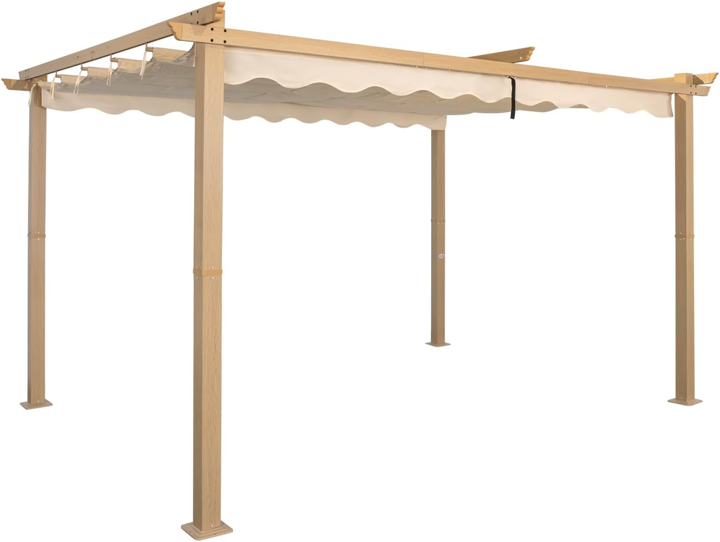 Angel Living Pergola de Aluminio, Deslizante Retráctil, Tejido de Poliéster de Alta Densidad Repelente al Agua y Resistente a los Rayos UV, Cobertizo para Jardín, Terraza Beige (3 x 4)