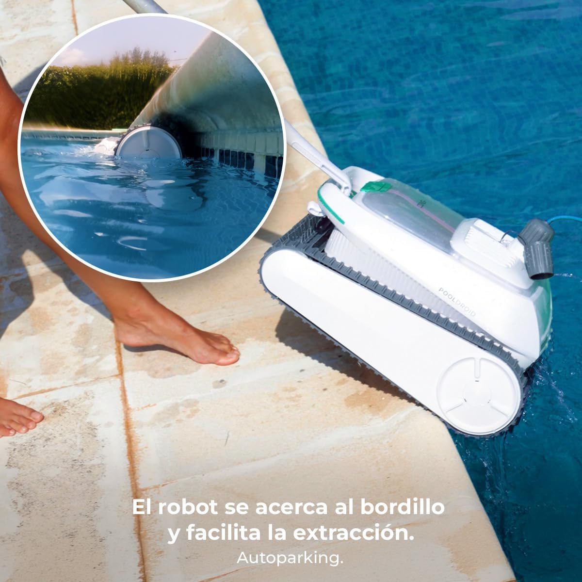 Cecotec Robot Limpiapiscinas para Fondos, Paredes, Línea de Flotación y Superficie Conga Pooldroid 10000 TotalClean AquaSkater. 300m2, Limpieza Ordenada, Autonomía 150mins, Capacidad 4L, App y Mando