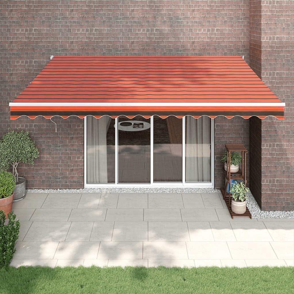Brokky Toldo Motorizado 4.5X 3 m Toldo Articulado Eléctrico con Mando a Distancia para Terraza, Jardín-Naranja y marrón-4.5 x 3 m-Marco Blanca