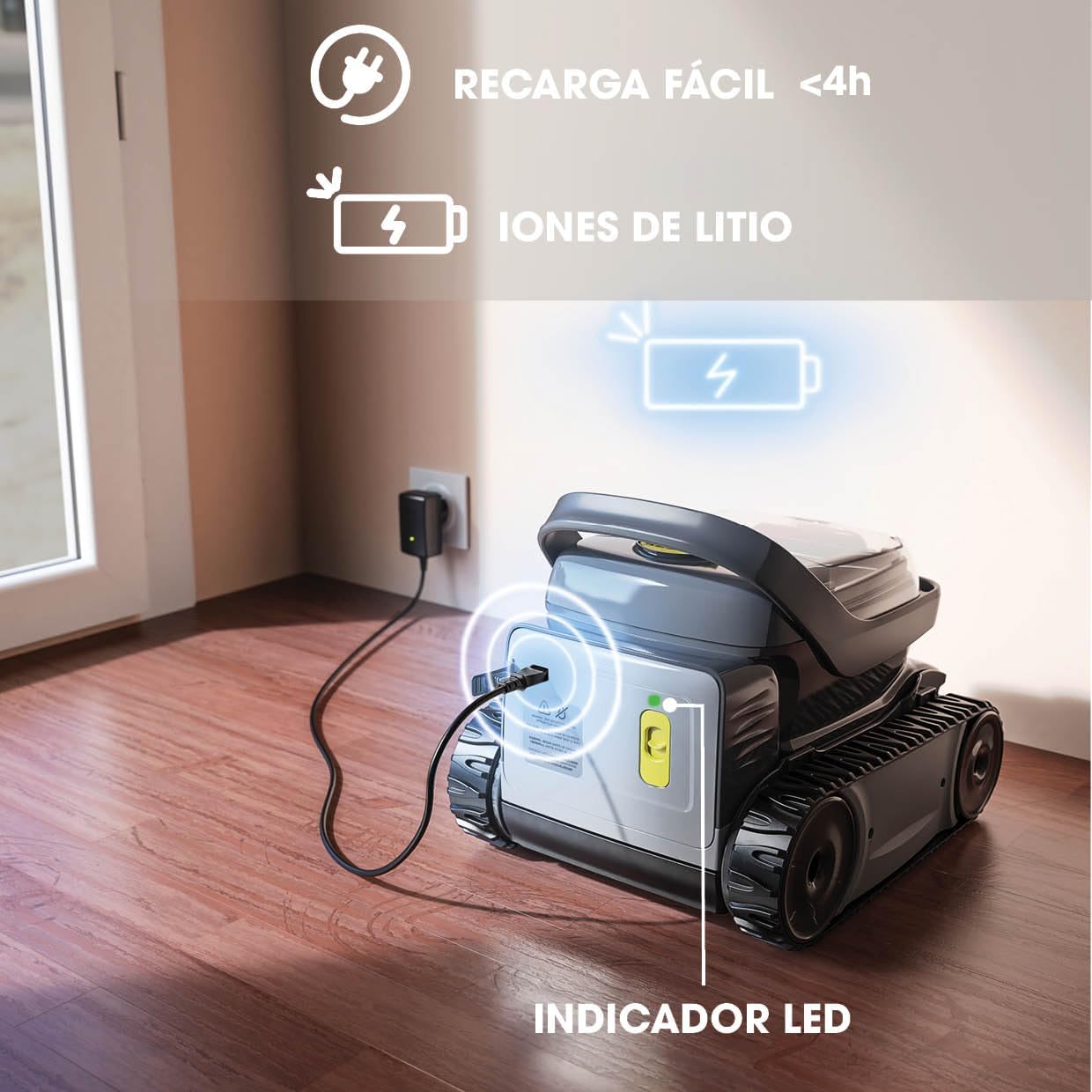 ZODIAC Pixel OP 32- Limpiafondos Piscina Automático. Robot para Limpiar Piscinas de hasta 8x4m. Batería de Litio, Ciclo de 2h, Filtración Fina, Ventana Transparente para Observar Suciedad