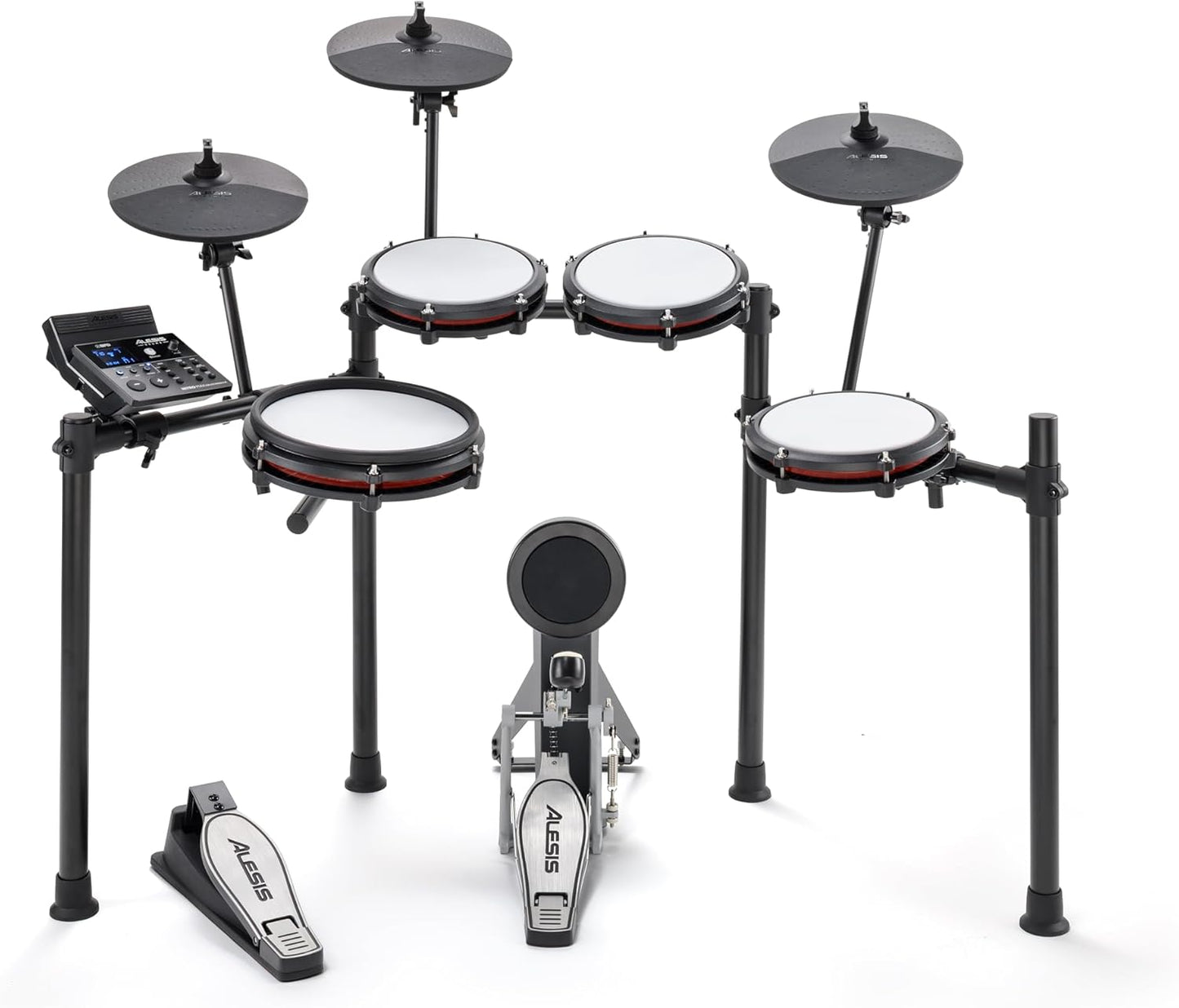 Alesis Nitro Max Kit Batería Electrónica con Parches Silenciosos de Malla, Caja de Doble Zona de 10", Bluetooth, 440+ Sonidos Auténticos, Lecciones Drumeo, USB MIDI, Pedal de Bombo