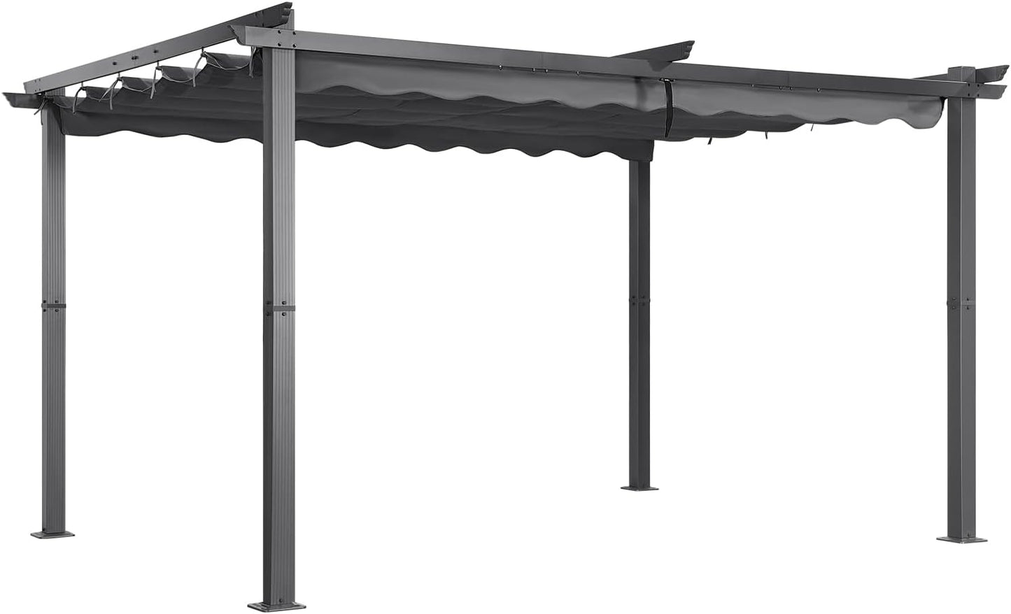 Angel Living Pérgola de Aluminio de 3 x 4 m con Techo retráctil, Pabellón con Diseño Elegante, Cenador con Tela de Poliéster Resistente al Agua y a UV, para Exteriores, Patio, jardín (Gris, 3 x 4)