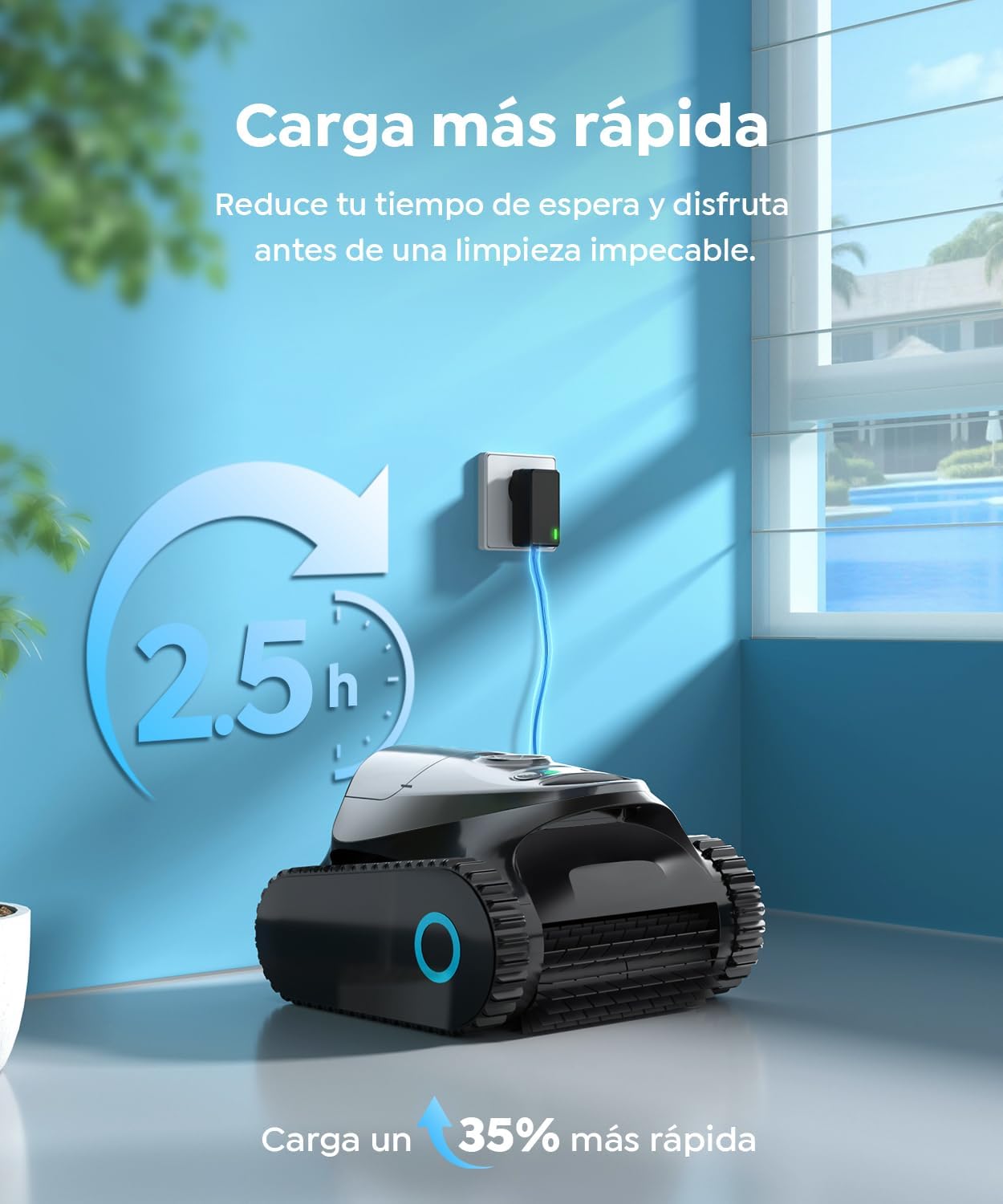 C1 Robot Piscina Limpiafondos y Paredes, Doble Filtro, 7 Modos de Limpieza, 180 min Autonomía, Aspirador Piscina con App, Limpiafondos Piscina de hasta 150 m²，Platino