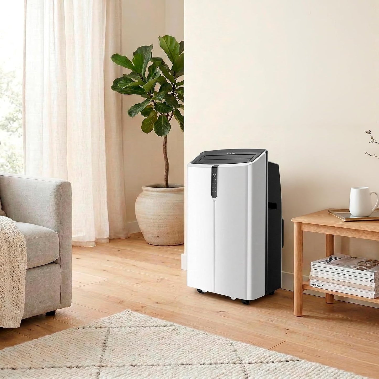 EVVO Clima Silent - Aire Acondicionado Portátil hasta12000 BTU con Bomba de Calor - Pingüino Frío y Calor, Deshumidificador, Modo Noche y Función Turbo. Incluye Kit de Ventana (P12)