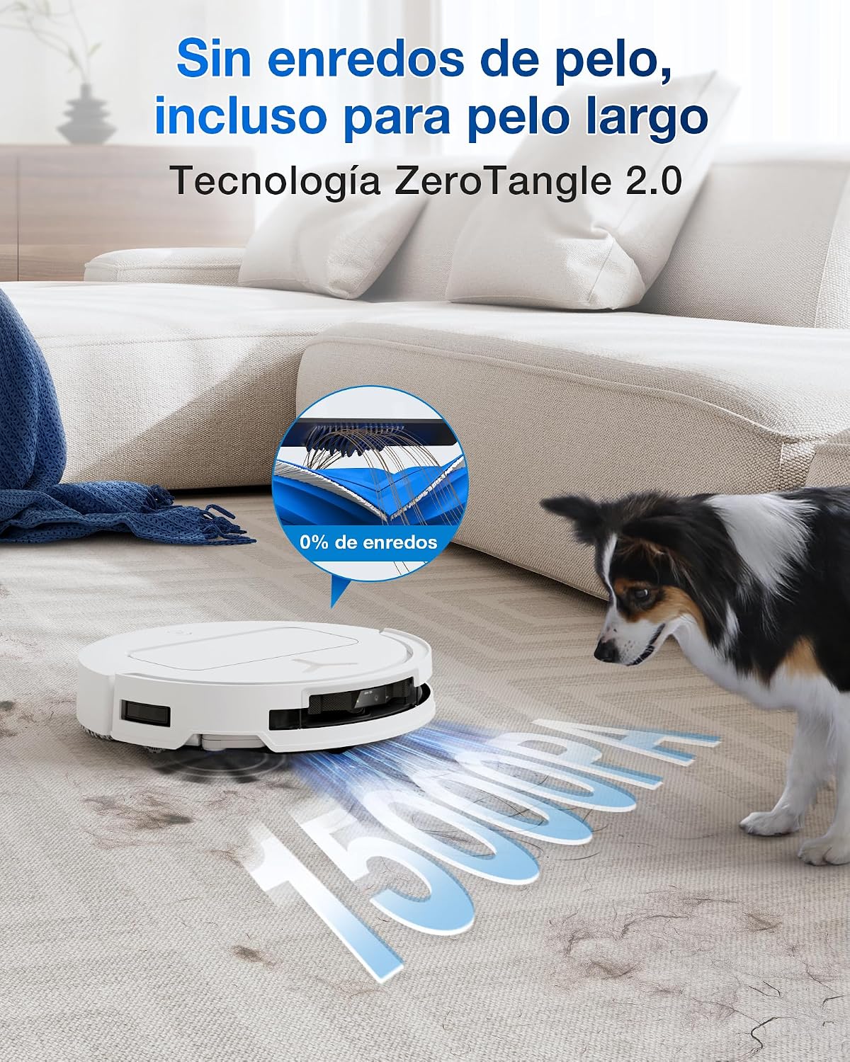 ECOVACS DEEBOT T50 Omni Robot Aspirador y mopa, 15.000Pa, Cepillo Lateral Extensible, ZeroTangle 2.0, estación Omni Todo en uno, mopa con Agua Caliente a 75℃ lultrafino de 81mm, Blanco