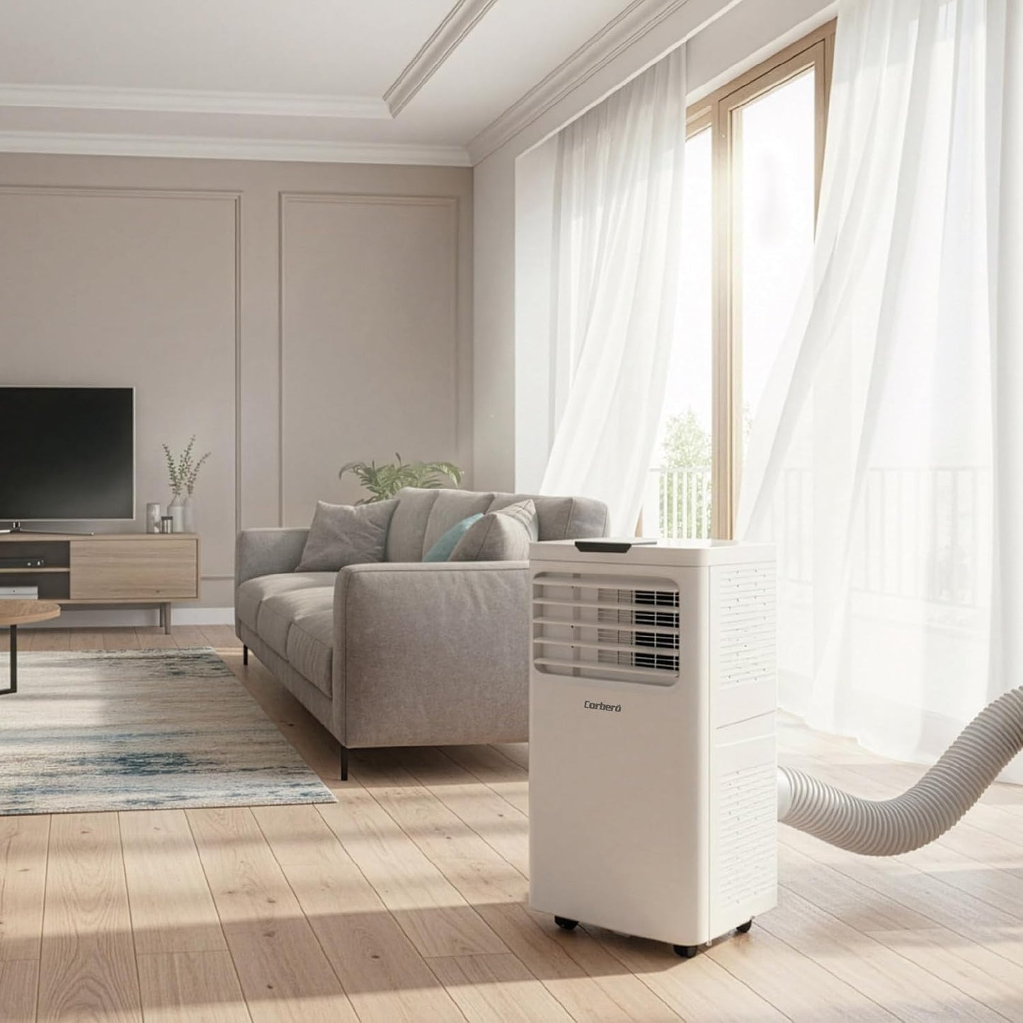 Corberó - Aire Acondicionado Portátil 3 en 1 con Mando | CPC12 | 12000BTU- 3500 Frigorías | Cobertura 22-25 m² | 16-31 ºC | Refrigeración | Ventilador | Deshumidificación |Temporizador