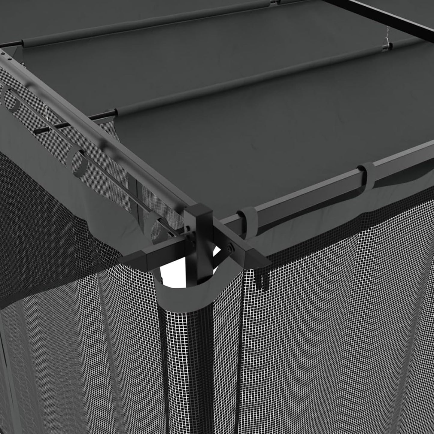 IKAYAA Pérgola de Jardín con Techo Retráctil y Paredes de Malla, Pérgola de Aluminio 6 x 3 m, Cenador de Jardín, Poliéster Resistente al Agua y a UV para Patio Terraza Exterior Antracita