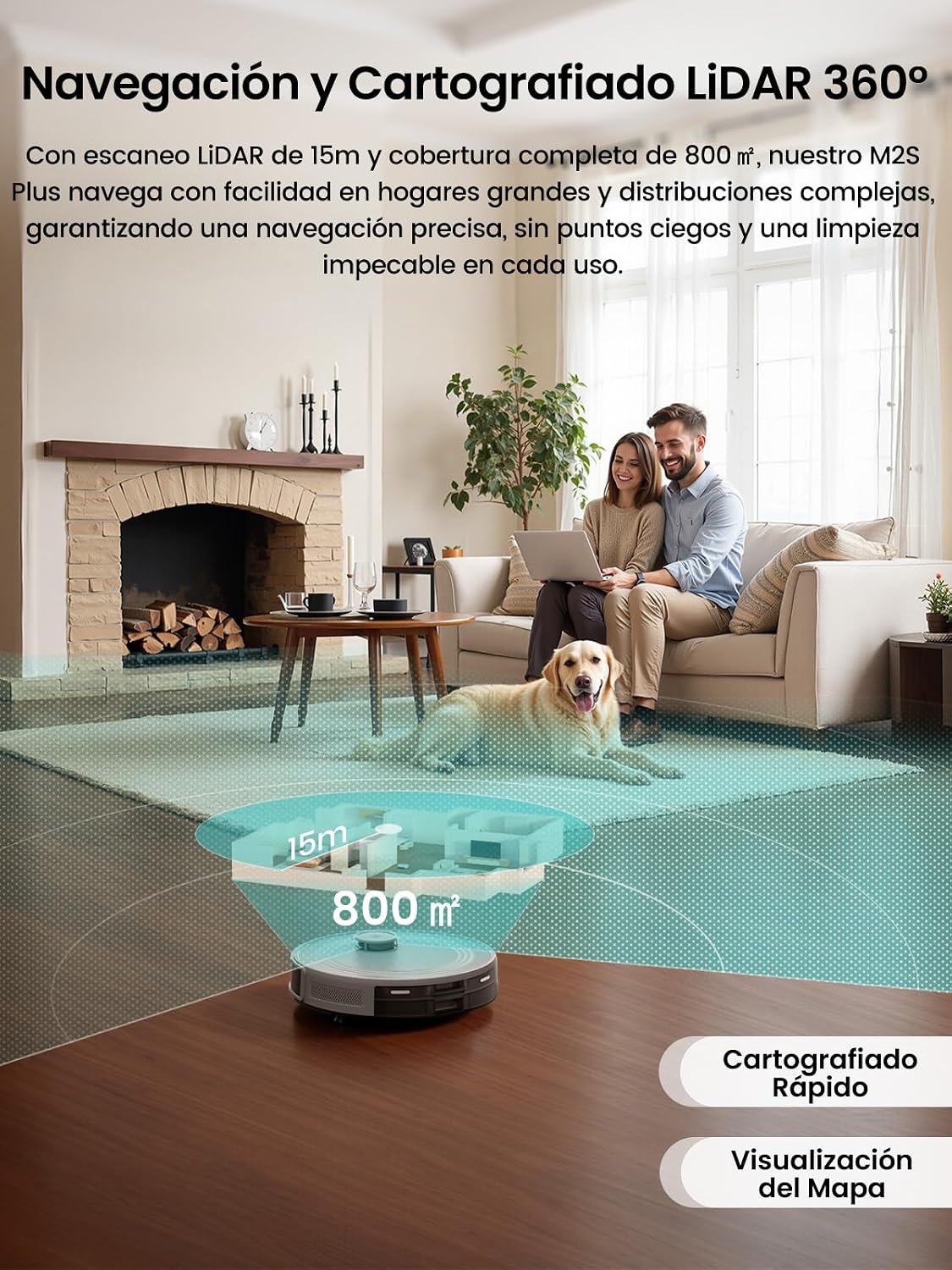 Lefant M2S Plus Robot Aspirador y Fregasuelos Lavador con Estación, 10000Pa, 240min, Navegación dToF, Aspirador Automático Polvo, Evasión de Obstáculos, Alexa/App/WiFi, Gris