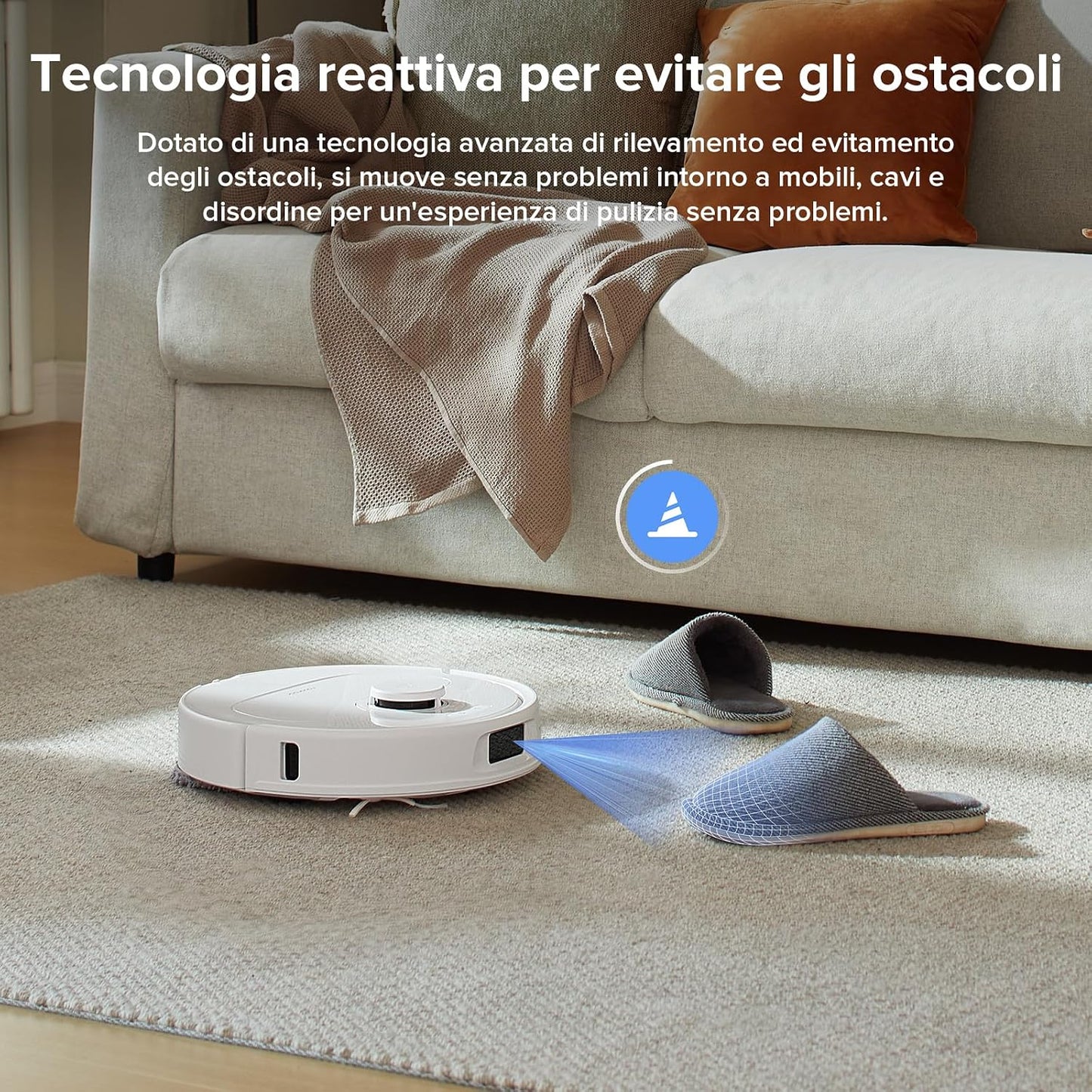 roborock Robot Aspirador QV 35A, 8000Pa de succión, Dos mopas giratorias elevables, cepillos antienredos, tecnología reactiva para Evitar obstáculos, navegación y mapeo,Blanco
