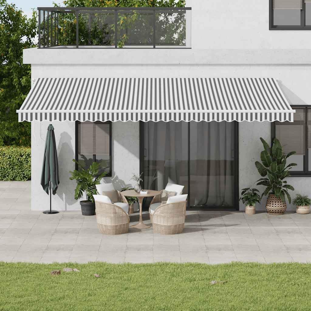 IKAYAA Toldo Motorizado 600 x 300 cm, Toldo Eléctrico y Manual Retráctil,Toldo Articulado Eléctrico con Mando a Distancia, Toldo Brazo Extensible para Terraza, Jardín Antracita y Blanco