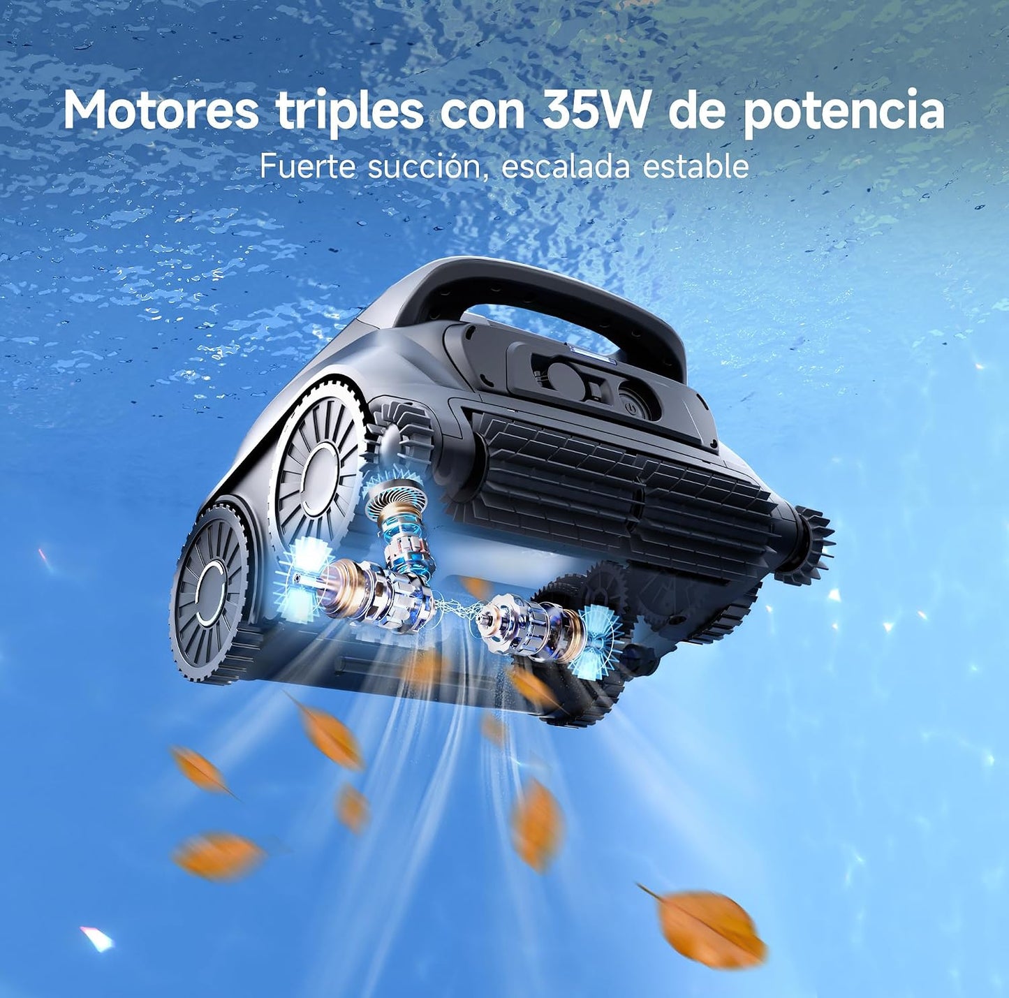 WYBOT B1 Robot de Piscina inalámbrico para Piscinas pequeñas, Robot de Limpieza Inteligente Ligero con Control de aplicación, Cubierta de Pared y Suelo, Dos cepillos Laterales, Gris Verdoso