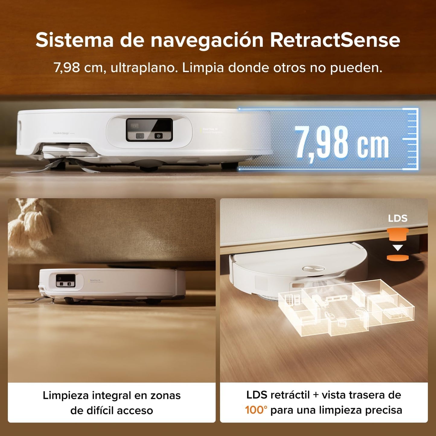 roborock Qrevo Edge 2 Set Robot Aspirador, Succión de 25000 Pa, 7,98 cm Ultrafino para Espacios Reducidos, Base Todo en Uno, Sistema antienredos, Evitación de 280+ Tipos de Obstáculos, Blanco