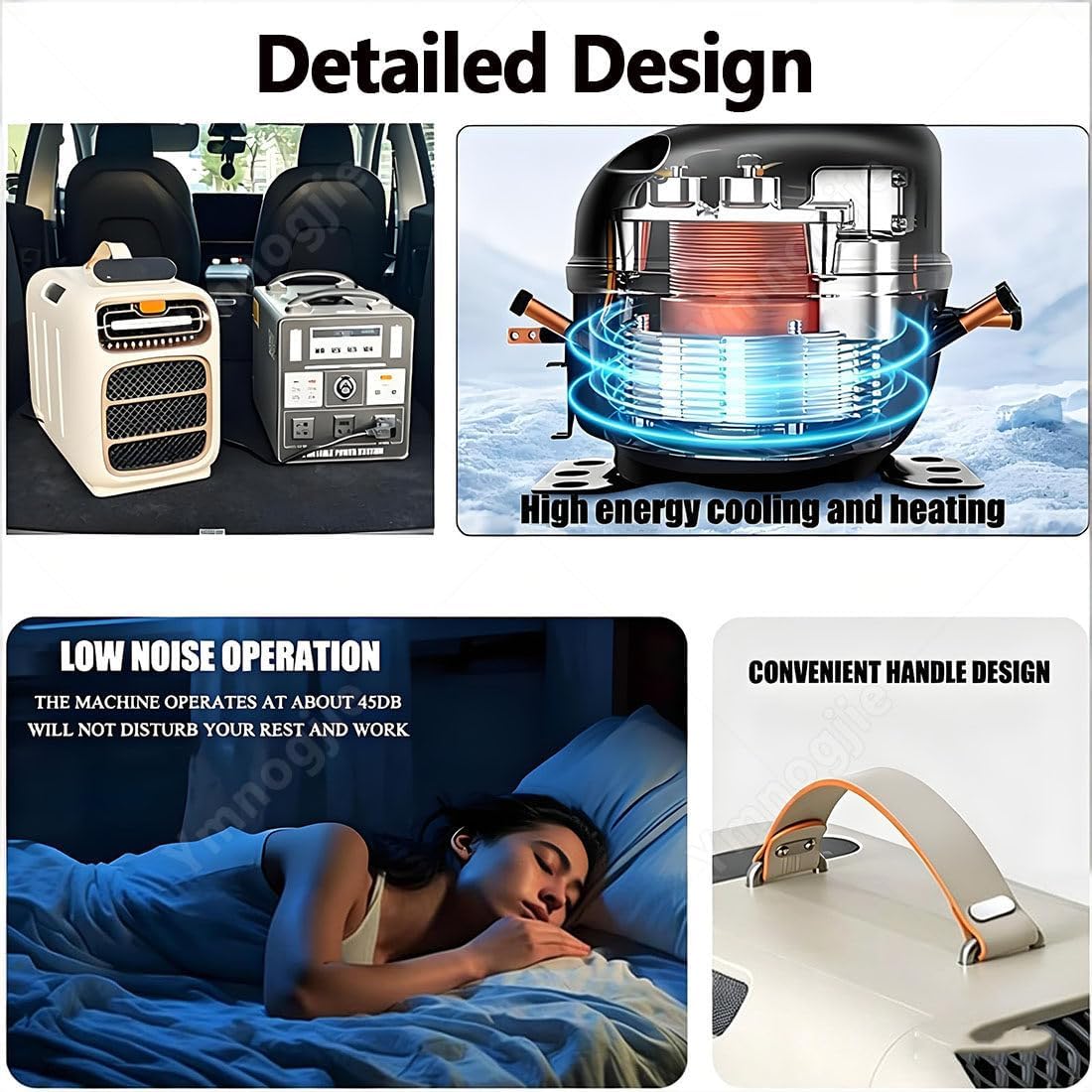 Aire Acondicionado Portátil 4 En 1,Bajo Consumo Cold/Warm | Aire Acondicionado Portátil para Tiendas Campaña,Silencioso 45db,Cobertura 15 M² para Camping Y Caravana