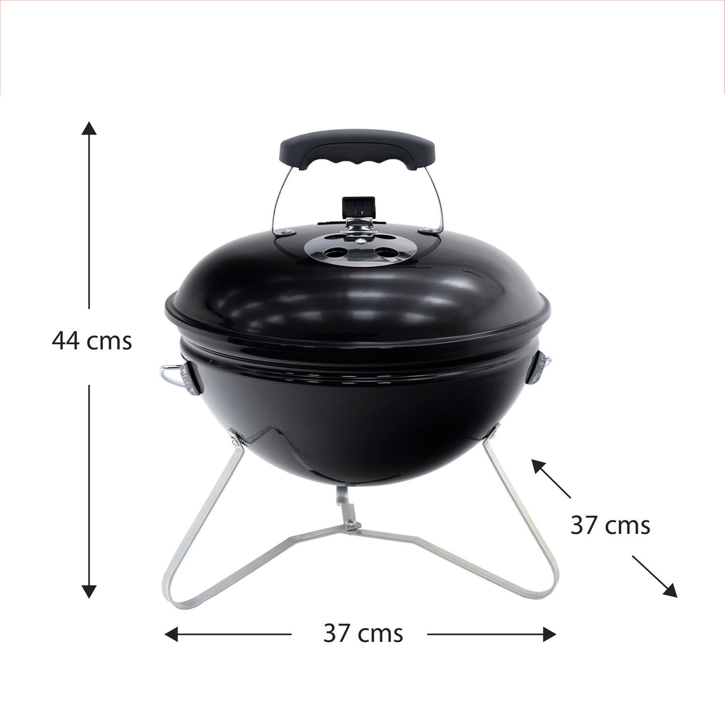 Barbacoa De Carbón Portátil De Sobremesa Kekai Tahoe  37x37x44 Cm Tapa Con Sistema De Transporte Y Bloqueo Esmaltado Negro