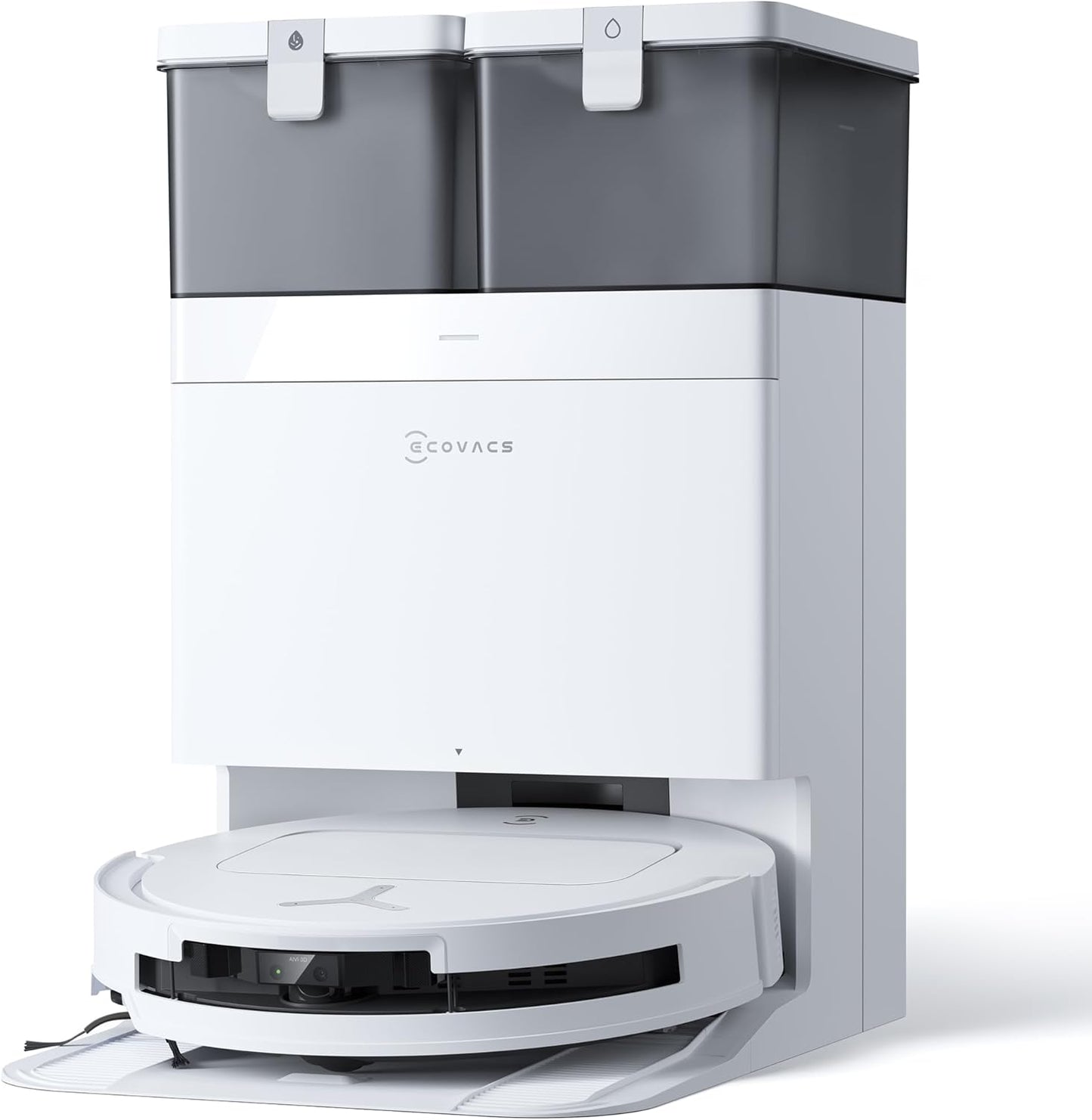 ECOVACS DEEBOT T50 Omni Robot Aspirador y mopa, 15.000Pa, Cepillo Lateral Extensible, ZeroTangle 2.0, estación Omni Todo en uno, mopa con Agua Caliente a 75℃ lultrafino de 81mm, Blanco
