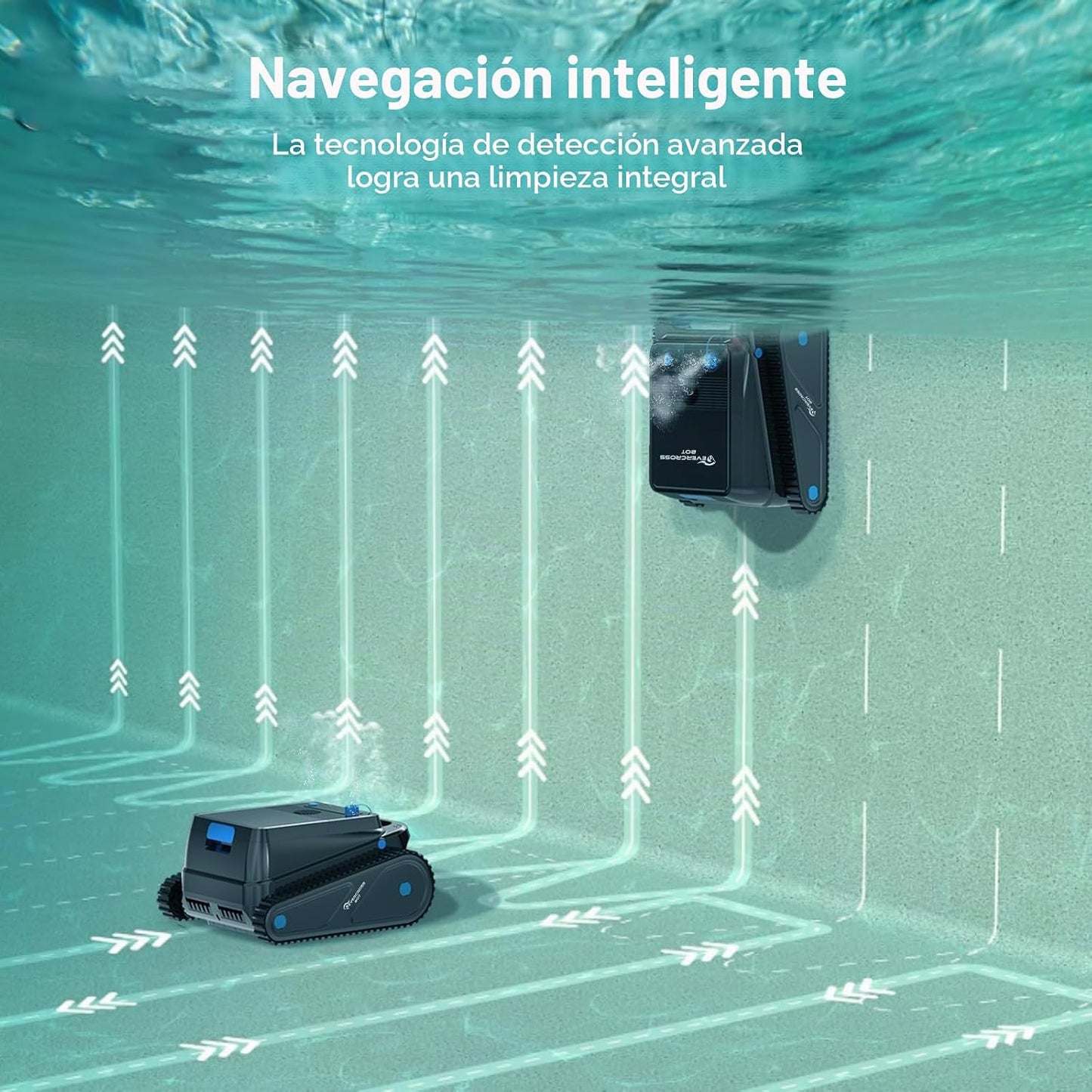 (Nuovo 2026) EVERCROSS BOT Robot Limpiafondos Piscina Automático con App, Robot Piscina sin Cable, Limpieza Completa Suelo y Paredes, 120 Min, Regreso Automático, 200 m²