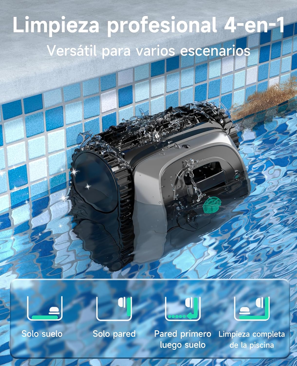 WYBOT C1 Robot Limpiafondos Piscina con Planificación Inteligente de Rutas, Limpieza Automática de Fondo, Paredes y Línea de Agua, Triple Motor Mejorado, 150 Min, hasta 150㎡(Gris)