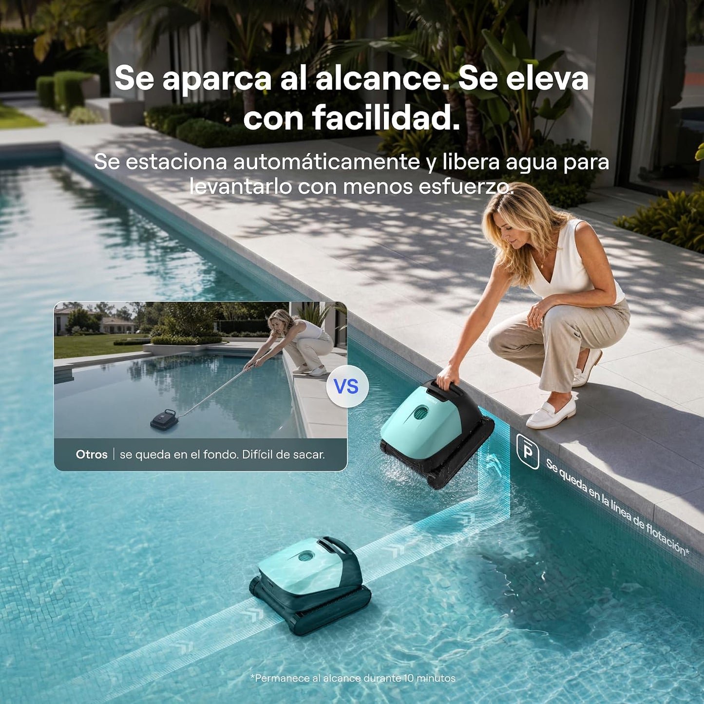 Beatbot (2026 Nuevo) Sora 10 Robot Piscina limpiafondos y Paredes, Plataformas y línea de flotación, 25700 LPH, Estacionamiento línea flotación, 5l residuos,App,Piscinas enterradas/elevadas,Mint