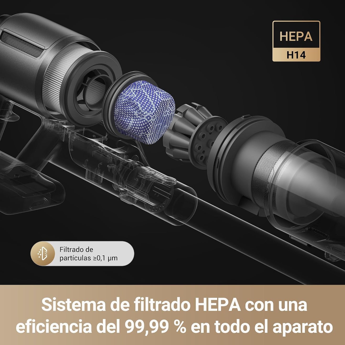 DREAME Z30 Aspiradora sin Cable, 28000 PA/310 AW Aspiradora con Motor de Alta Velocidad, Máximo 90 Min, Filtro Hepa H14, Revelación de Polvo, Detección de Suciedad, Ajuste Automático de Succión