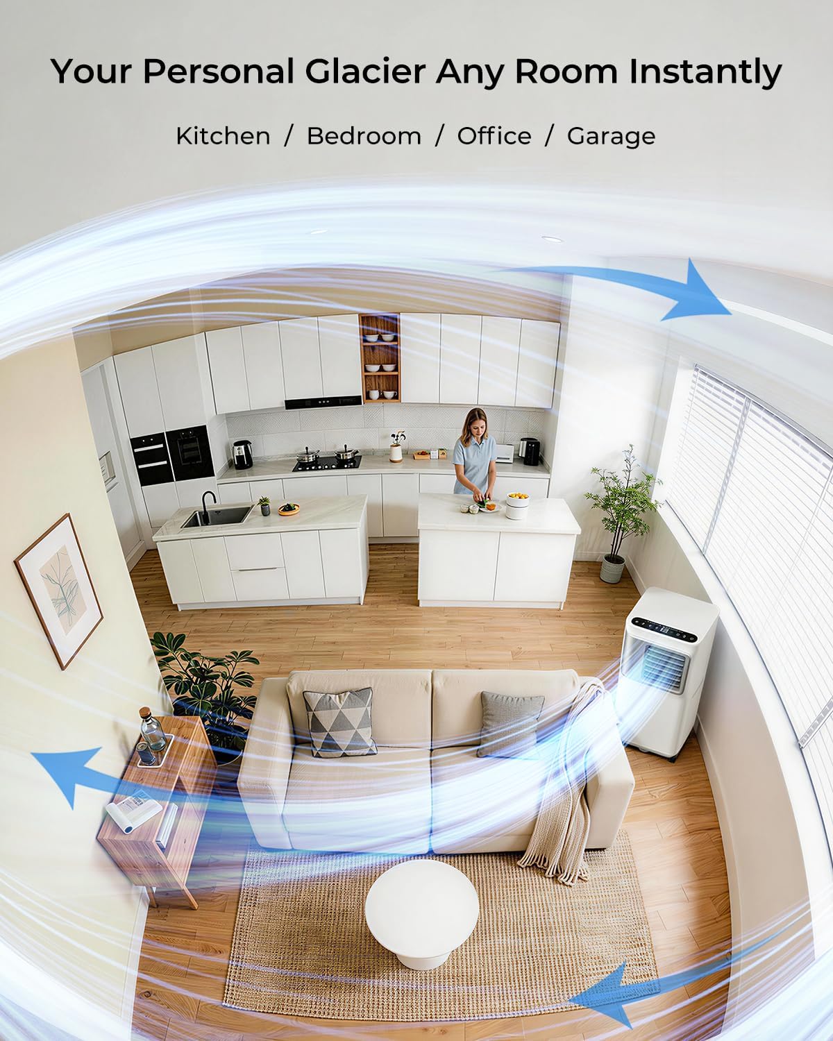 Aire acondicionado portátil 16000 Btu para habitación grande de hasta 750 pies cuadrados 5 en 1 unidad de CA inteligente con aplicación WiFi/control remoto, enfriamiento rápido, deshumidificador y