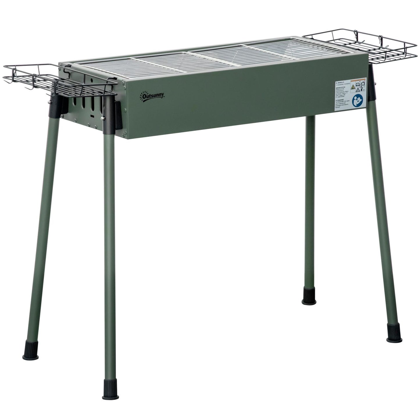 Barbacoa Carbón De Acero Inoxidable Metal 94x39x70 Cm-outsunny.verde