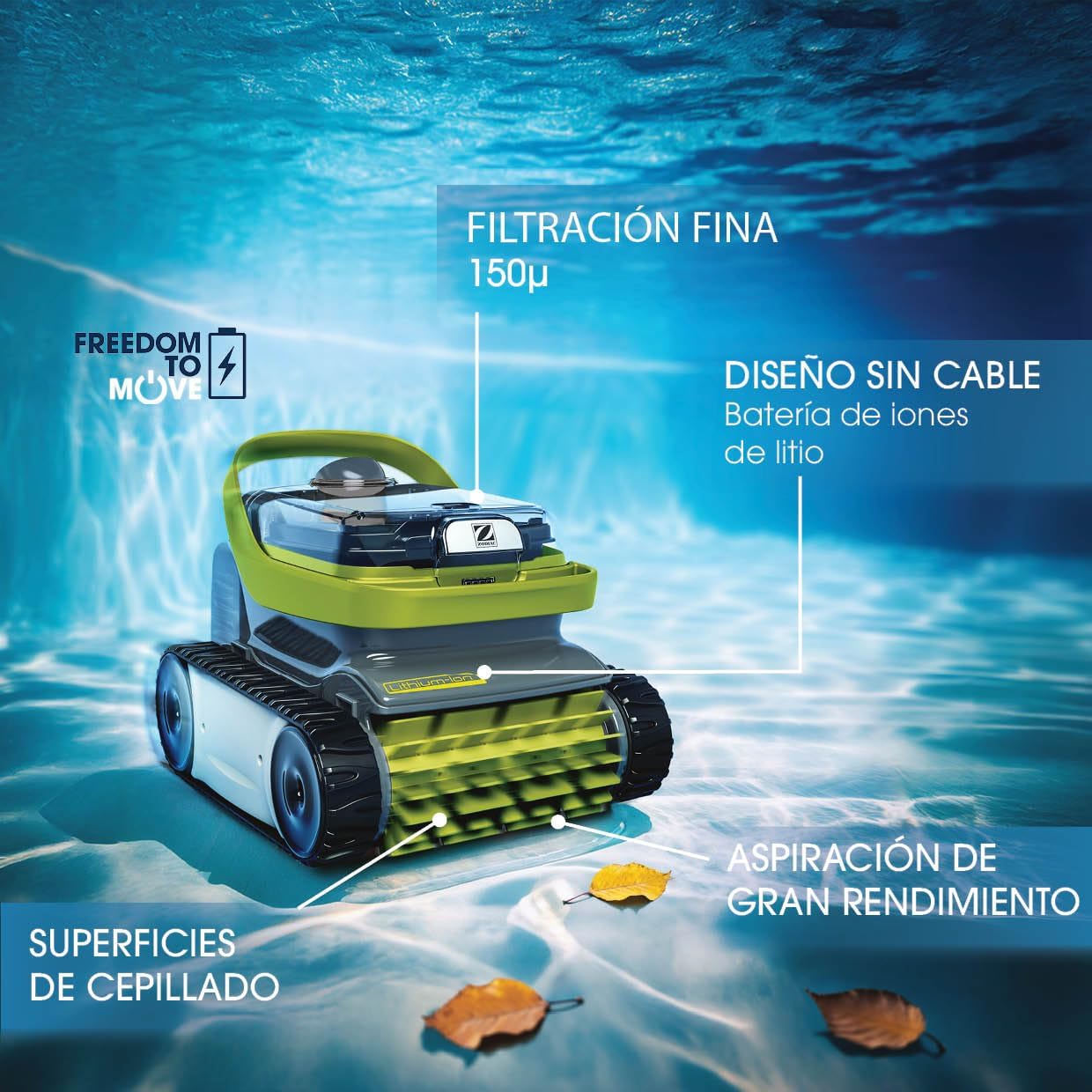 Zodiac Limpiafondos Piscina Pixel OP 3220-Batería para Robot de Piscina, Limpia el Suelo y Las Paredes de Piscinas de hasta 8 x 4 m. Batería de Litio, Ciclo de 2 Horas, filtración Fina.