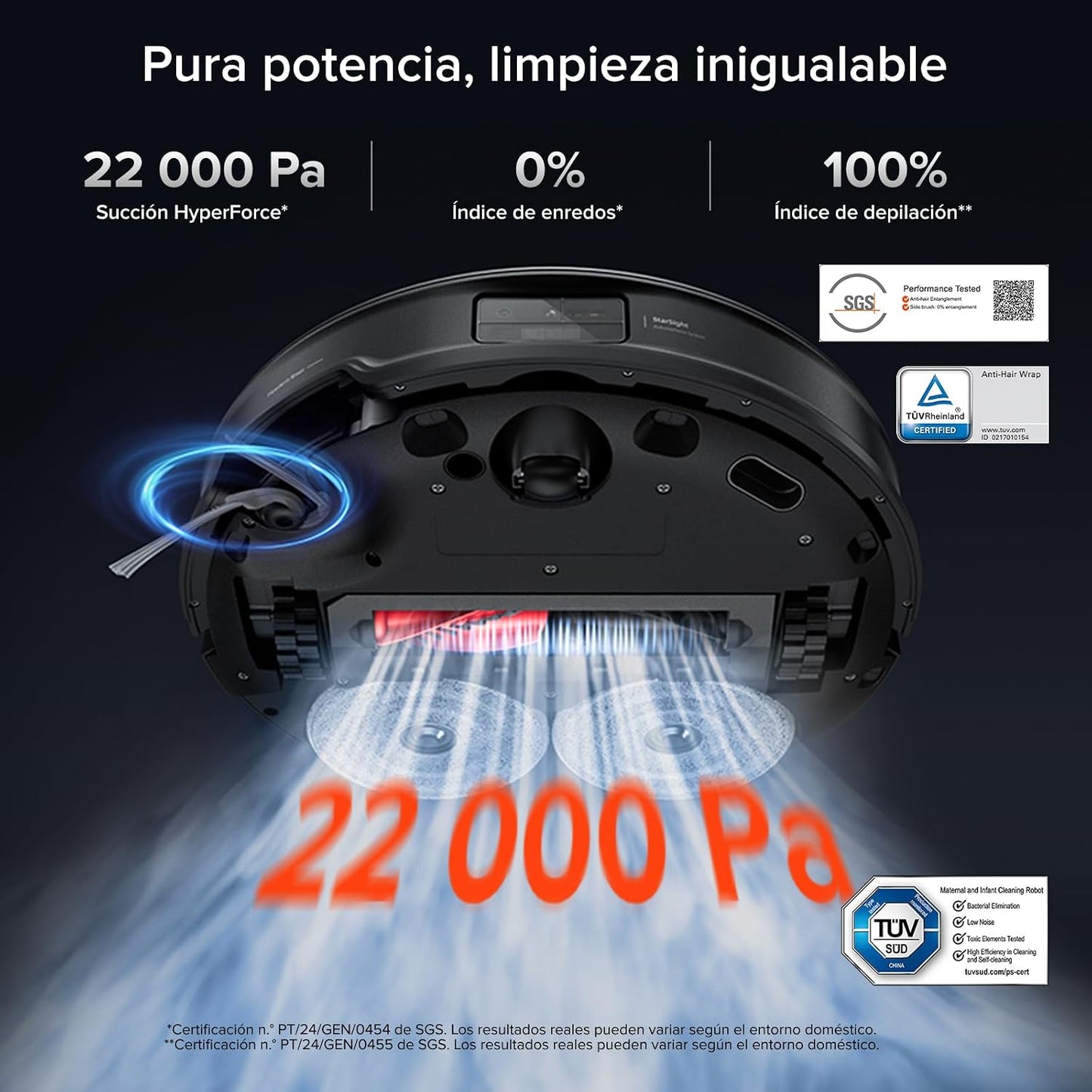 roborock Saros 10R Robot Aspirador 22000Pa Succión con mopa, Cuerpo Ultrafino de 7,98 cm, Obstáculo Extremo de 4 cm, Sin enredos, FlexiArm Riser, Vaciado Automático, Secado con Aire Caliente, Negro