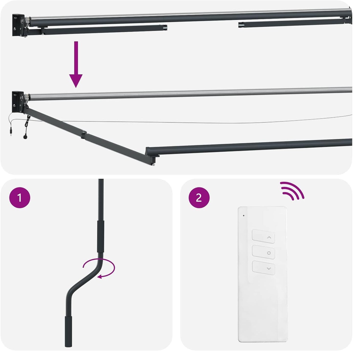 VidaXL - Toldo retráctil eléctrico (2,5 x 2 m, toldo eléctrico moderno, sombra exterior con mando a distancia, cobertizo de aluminio, protección solar ecológica