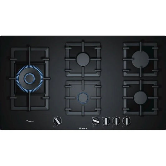 Placa de Gas Bosch PPS9A6B90 Serie 6 – 90 cm de Vidrio Templado Negro