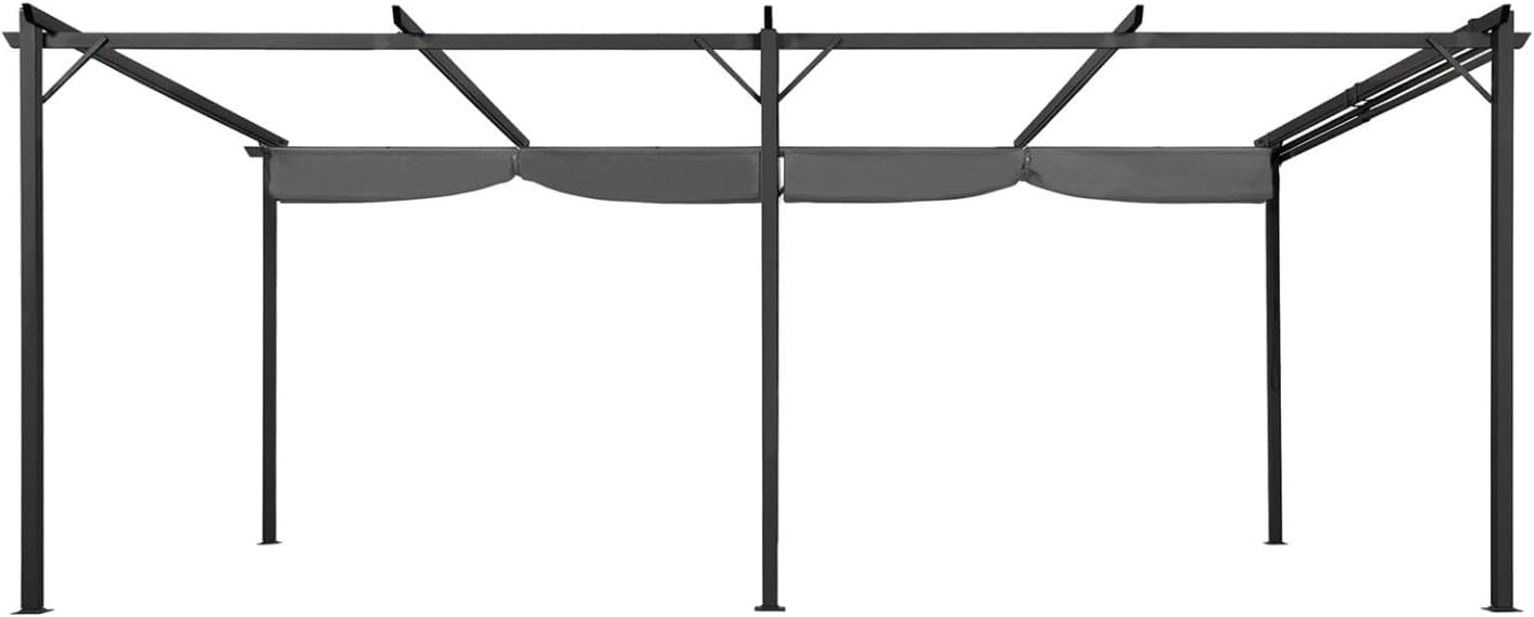 IDMarket - Pérgola con techo retráctil de 4 pies, 3 x 6 m, cenador gris antracita