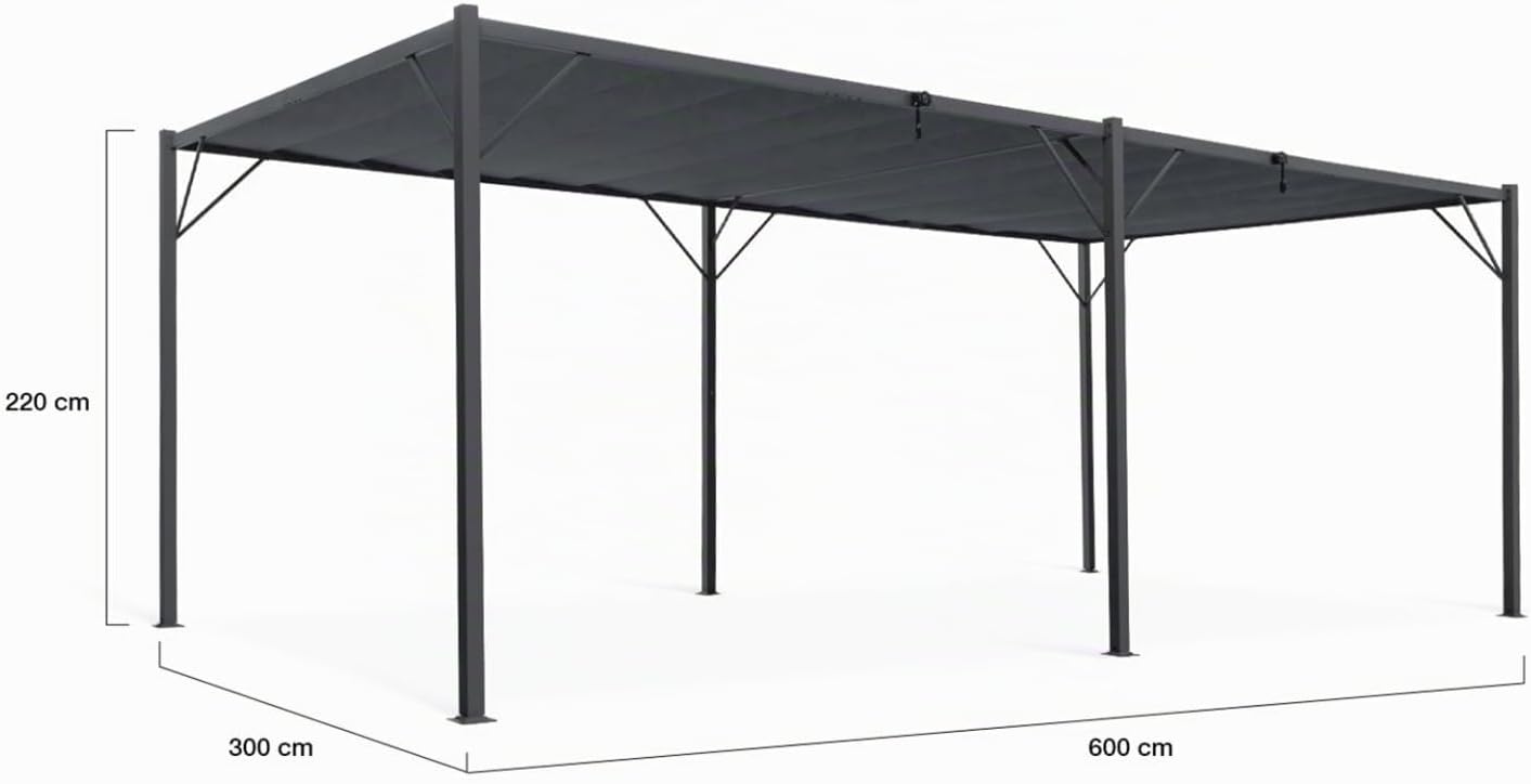 IDMarket – Pergola cuchillas orientables 3 x 6 m, color gris antracita