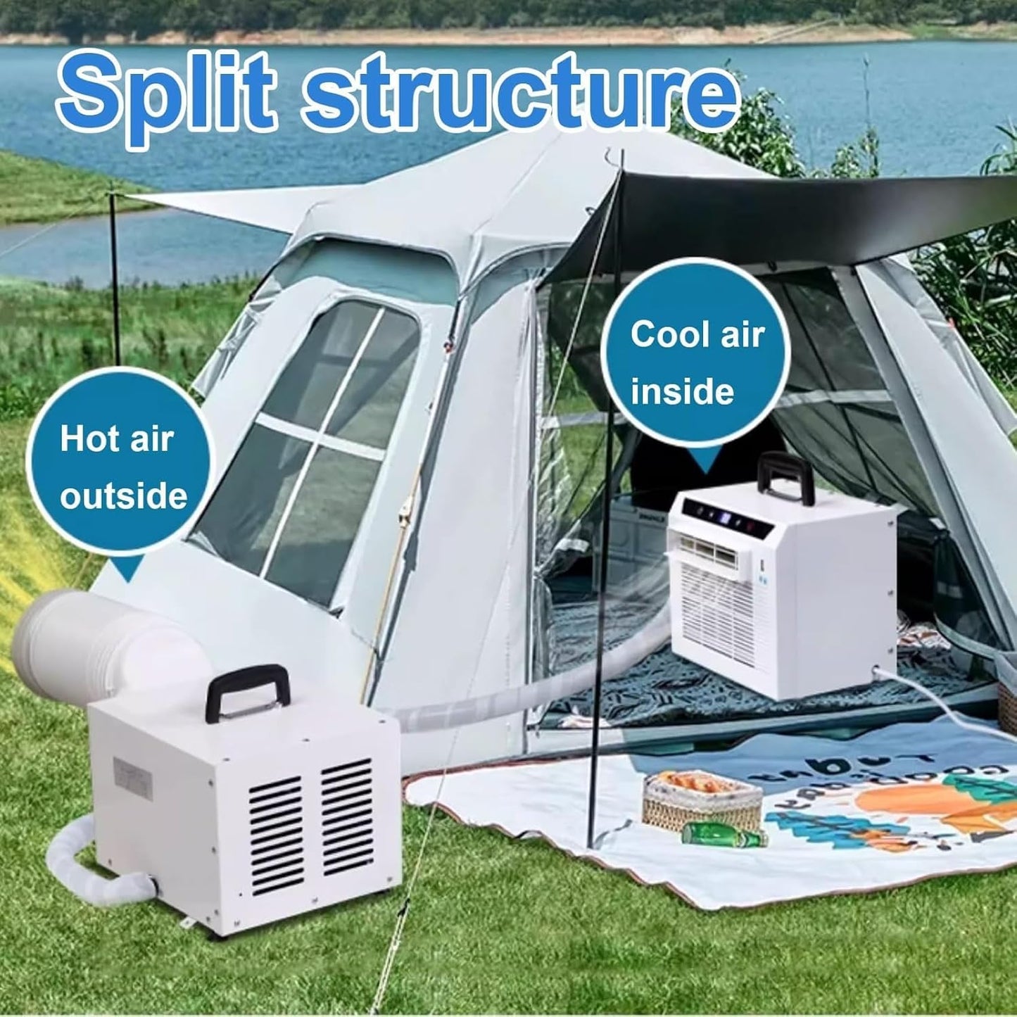 Aire Acondicionado Portátil De Ventana 3000 Btu, Wifi Y Control Remoto, Temporizador De 12h, Flujo De Aire De 130m³/h Para Tienda, Rv, Hogar Y Oficina, Fácil Sin Montaje 2-meter connecting pipe