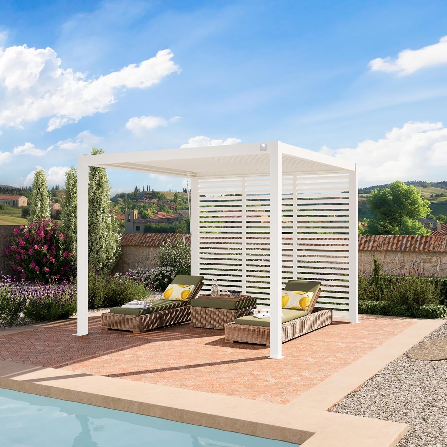 PRIMEYARD Pared de Lamas de 3 Piezas en Aluminio - Panel estático en Blanco para Pergola Premium