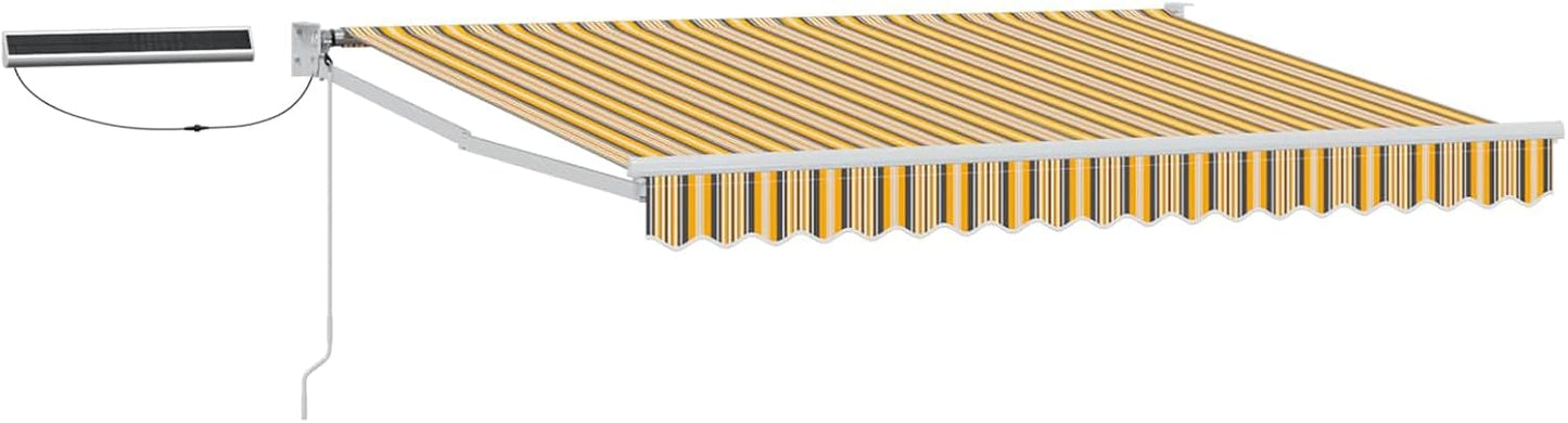 vidaXL Toldo Retráctil Eléctrico Amarillo, Gris y Blanco 3 x 2 m, Cortina eléctrica Moderna, toldo Exterior con Control Remoto, Cubierta de Patio ecológica, soluciones solares