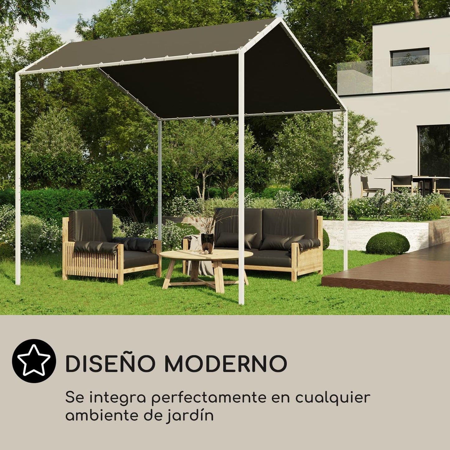 Blumfeldt Pergola con Techo 3 x 3 m, Pergolas de Jardin con Marco de Aluminio, Toldos Resistente al Aire e Impermeable, para Jardín, Patio, Terraza o BBQ, Cenadores Resistentes con Protección UV 50+