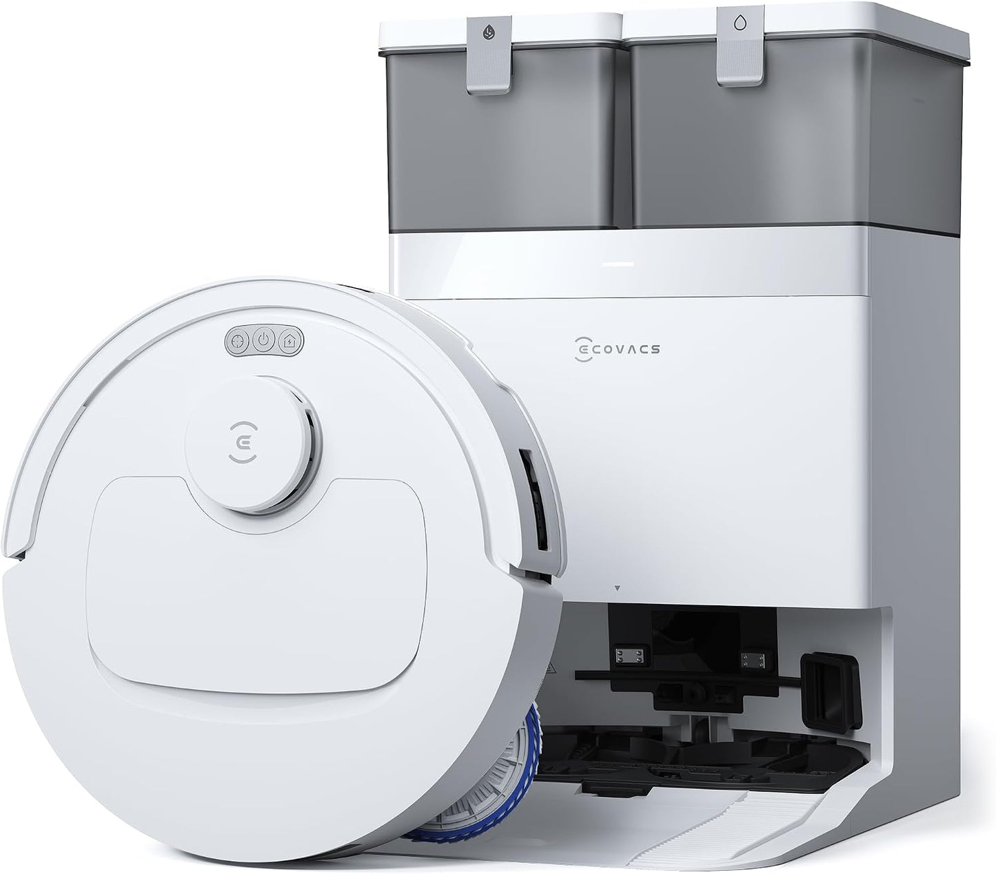 ECOVACS DEEBOT T30C Omni GEN2 Robot Aspirador con estación, 25000Pa, Lavado a Agua Caliente 75℃, mopa OZMO Turbo 2.0, Cepillo ZeroTangle 3.0, Limpieza húmeda adaptativa, Blanco